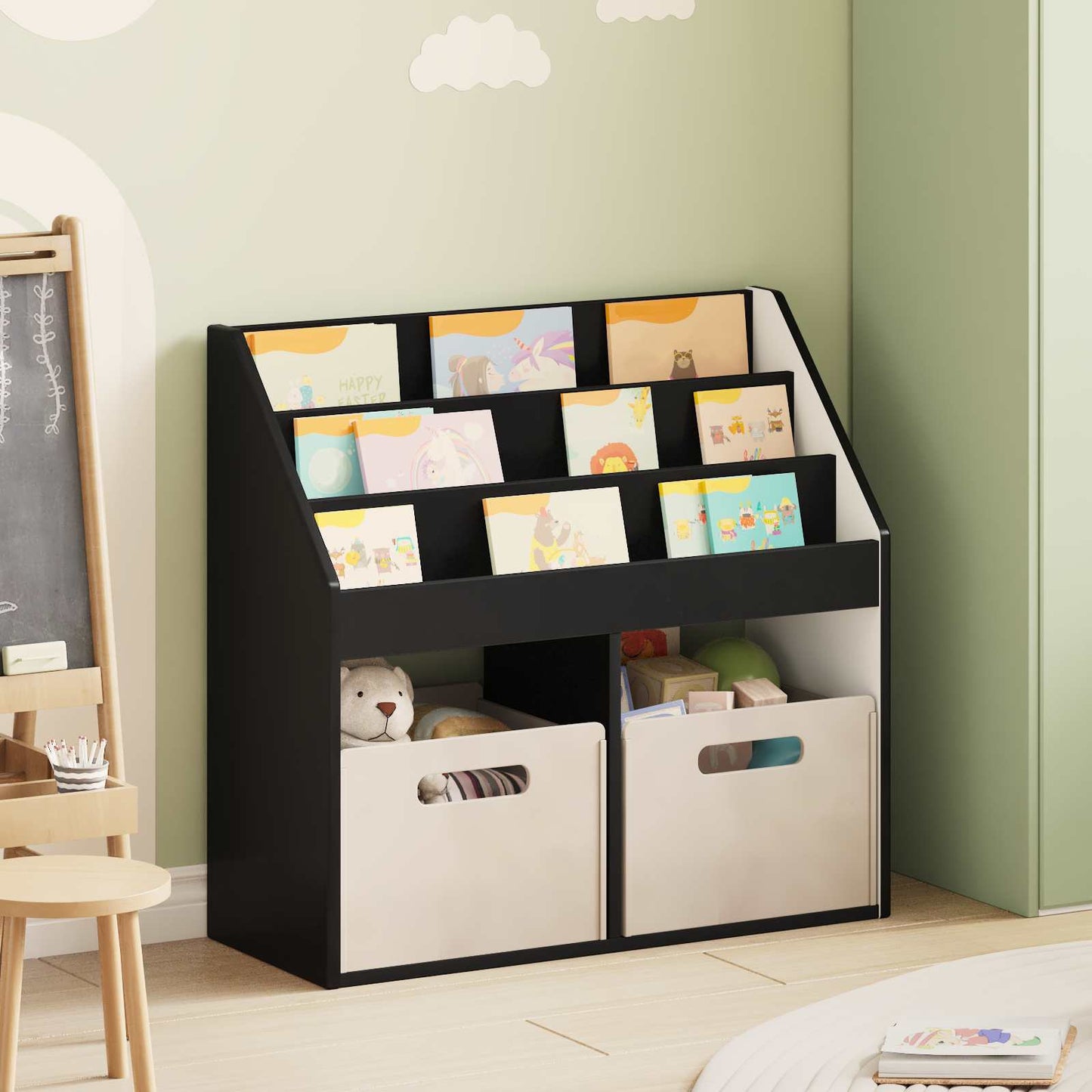 Kinderen Boekenkast Zwart 72,5 x 29,5 x 69 cm Bewerkt hout is nu te koop bij PeponiXL, paradijselijk wonen!