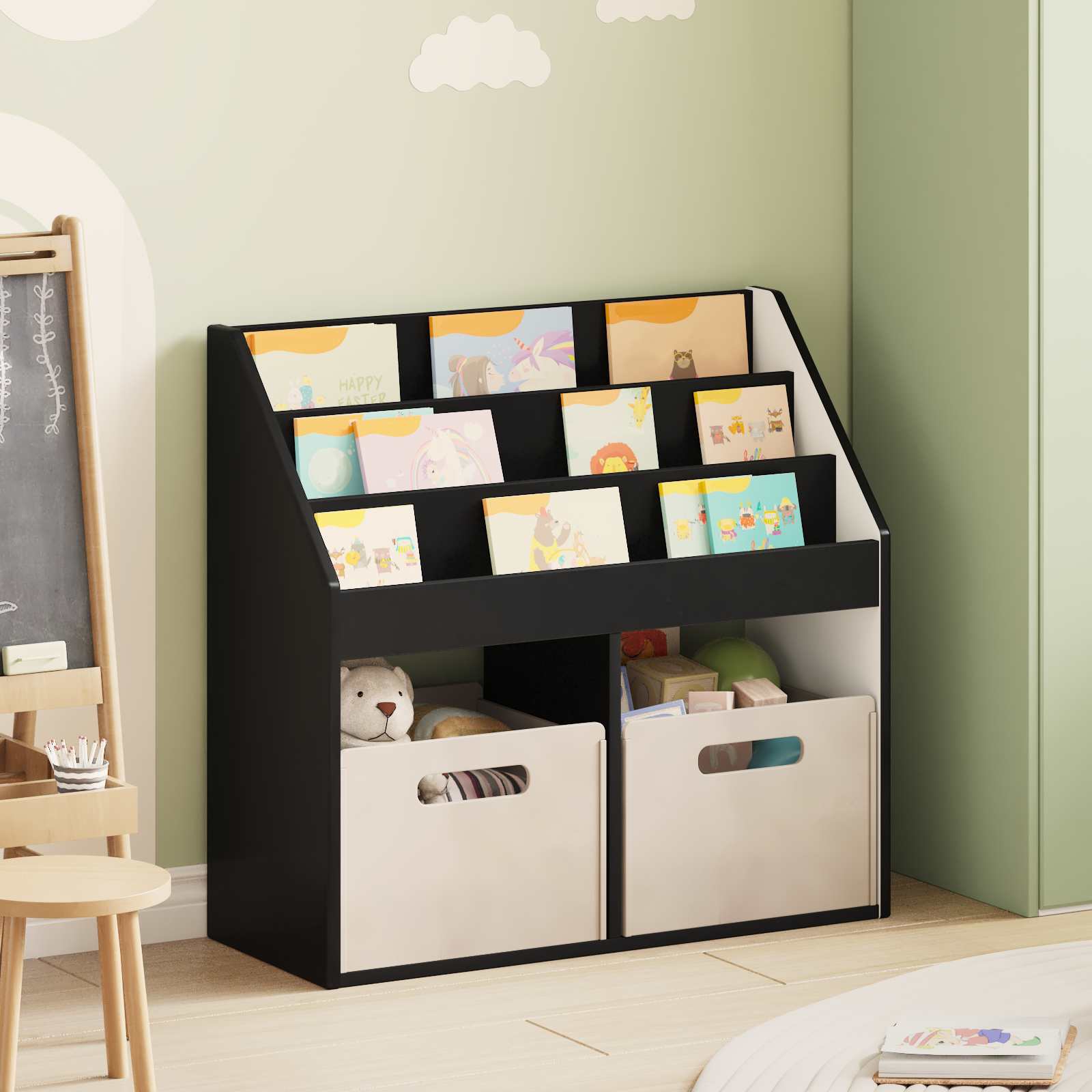 Kinderen Boekenkast Zwart 72,5 x 29,5 x 69 cm Bewerkt hout is nu te koop bij PeponiXL, paradijselijk wonen!