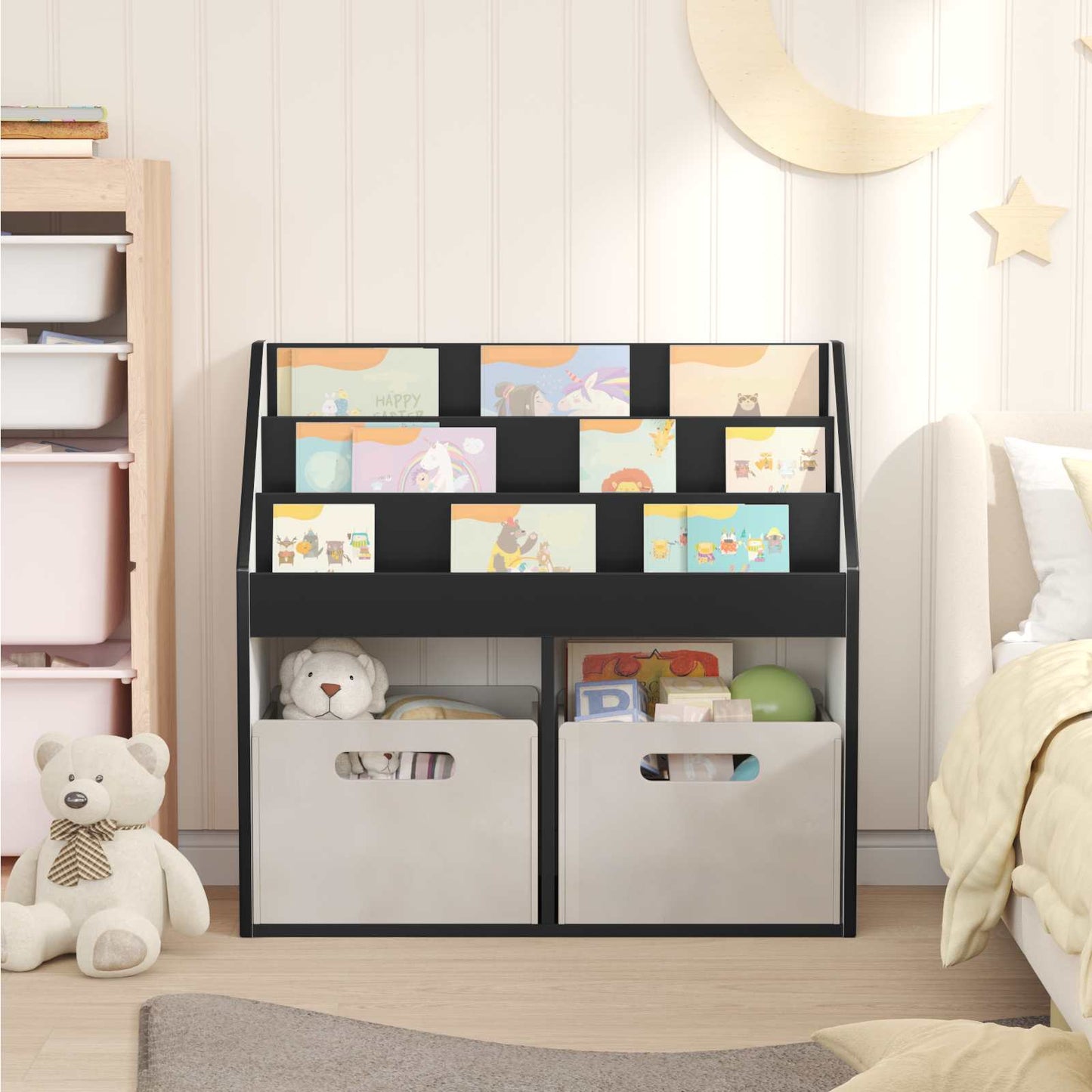 Kinderen Boekenkast Zwart 72,5 x 29,5 x 69 cm Bewerkt hout is nu te koop bij PeponiXL, paradijselijk wonen!