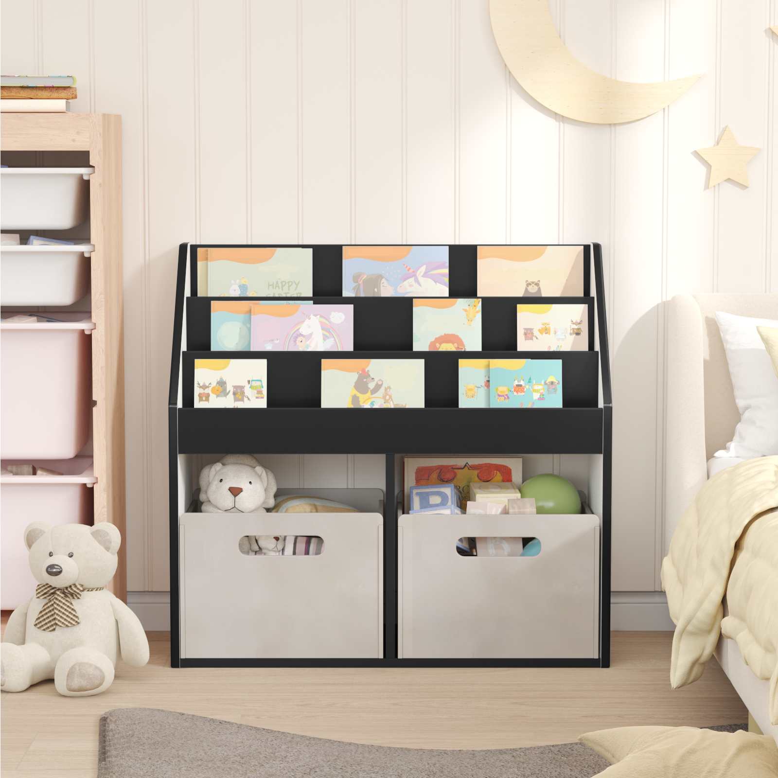 Kinderen Boekenkast Zwart 72,5 x 29,5 x 69 cm Bewerkt hout is nu te koop bij PeponiXL, paradijselijk wonen!