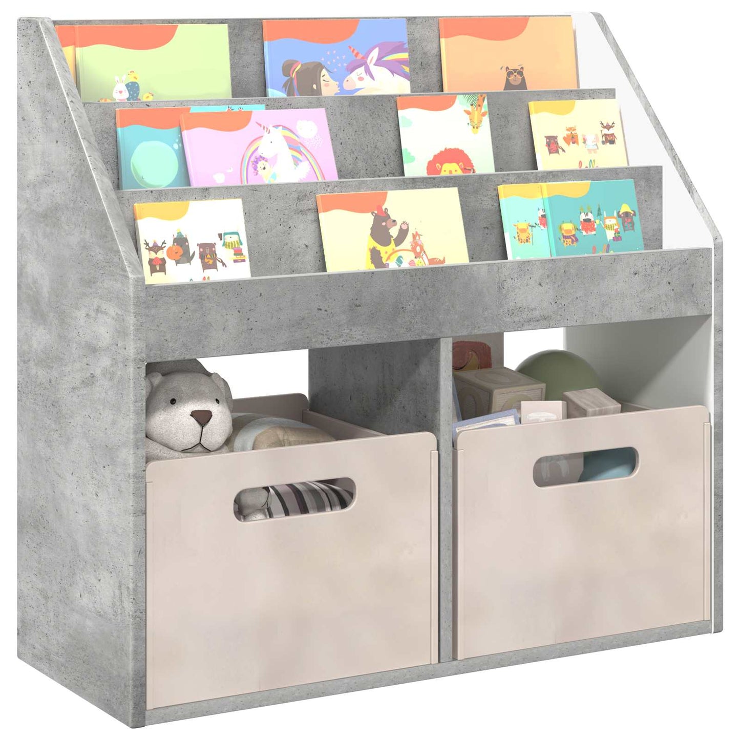 Kinderen Boekenkast met opslag Beton Grijs 72,5 x 29,5 x 69 cm is nu te koop bij PeponiXL, paradijselijk wonen!