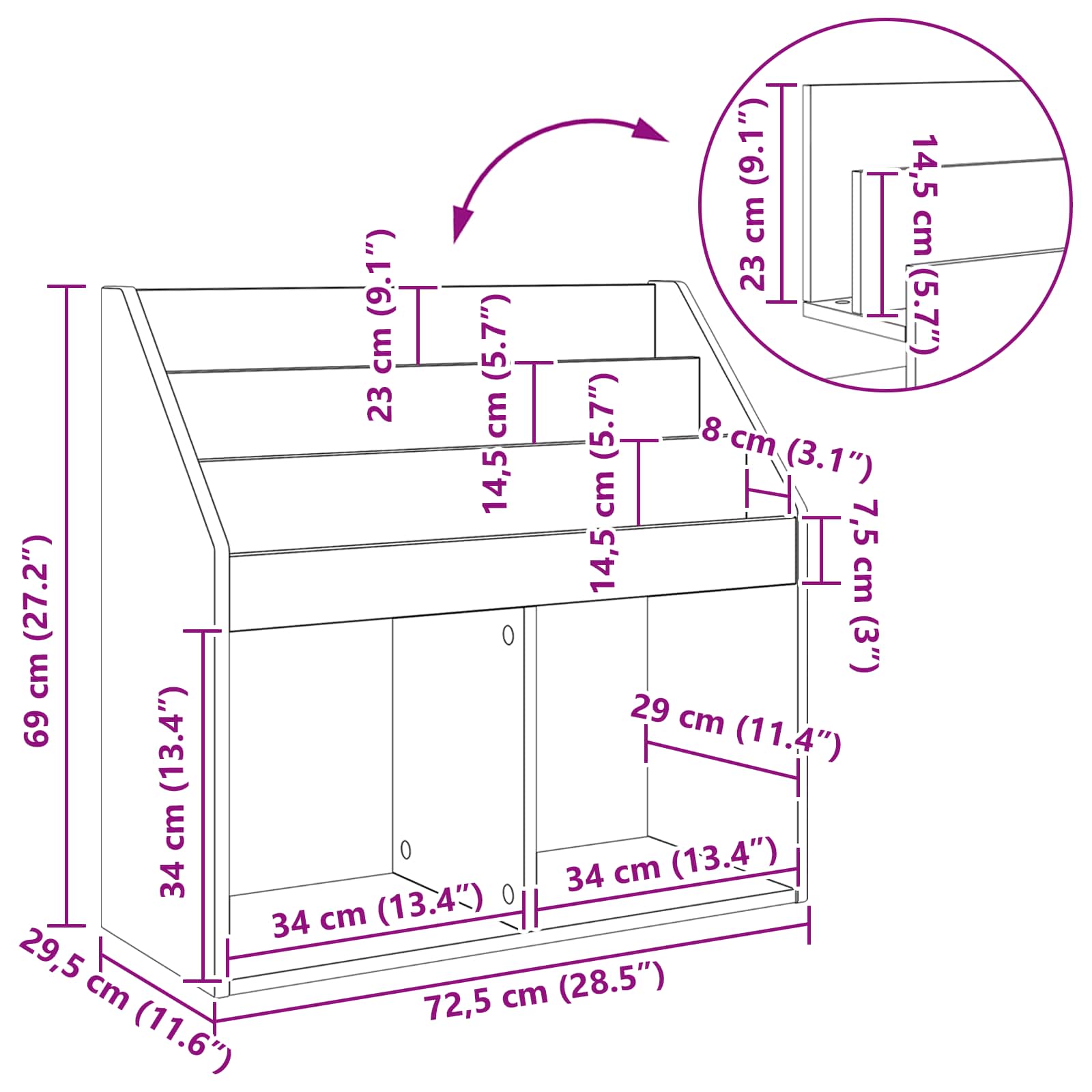Kinderen Boekenkast Hoogglans wit 72,5 x 29,5 x 69 cm is nu te koop bij PeponiXL, paradijselijk wonen!