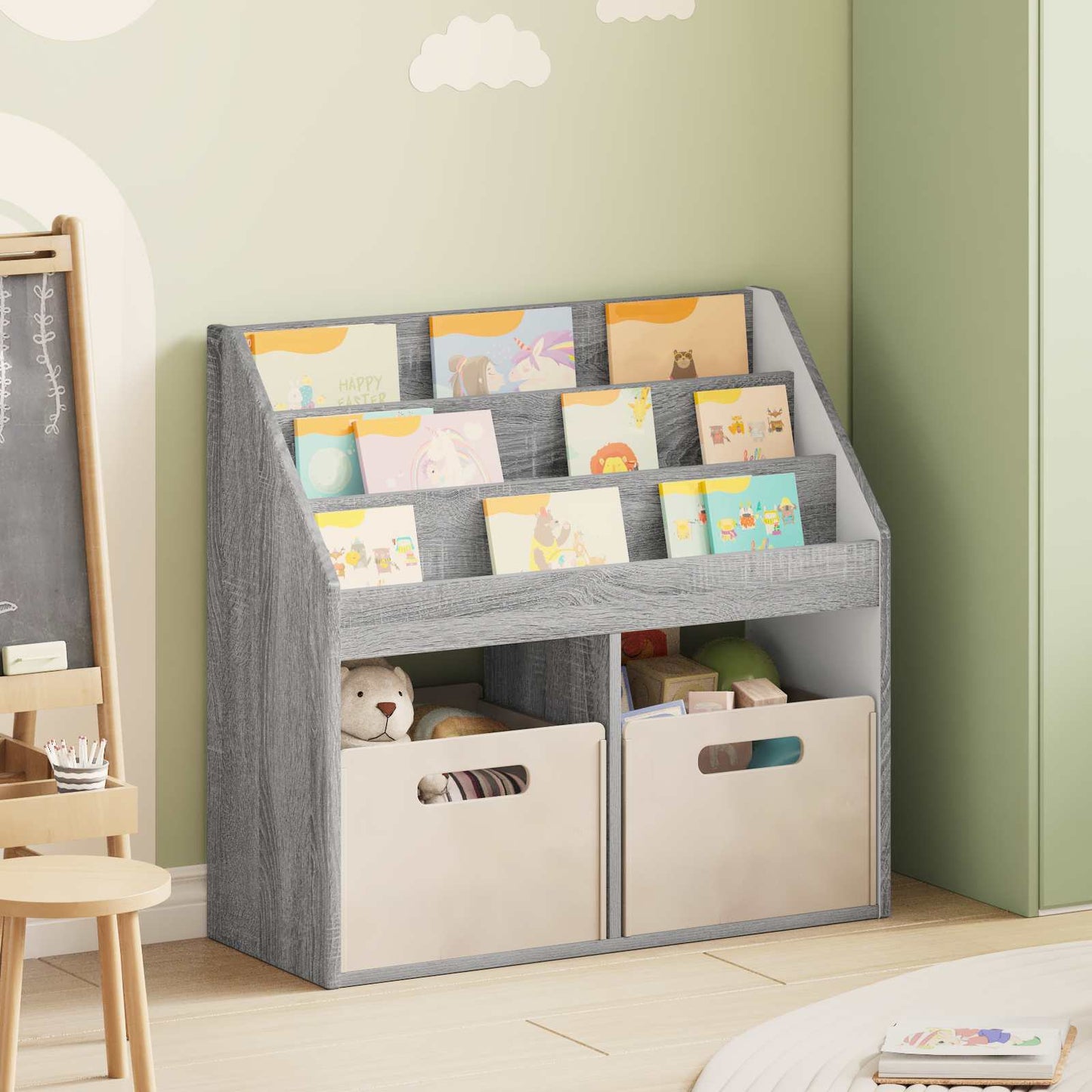 Kinderen Boekenkast met opslag Grijs Sonoma 72,5 x 29,5 x 69 cm is nu te koop bij PeponiXL, paradijselijk wonen!