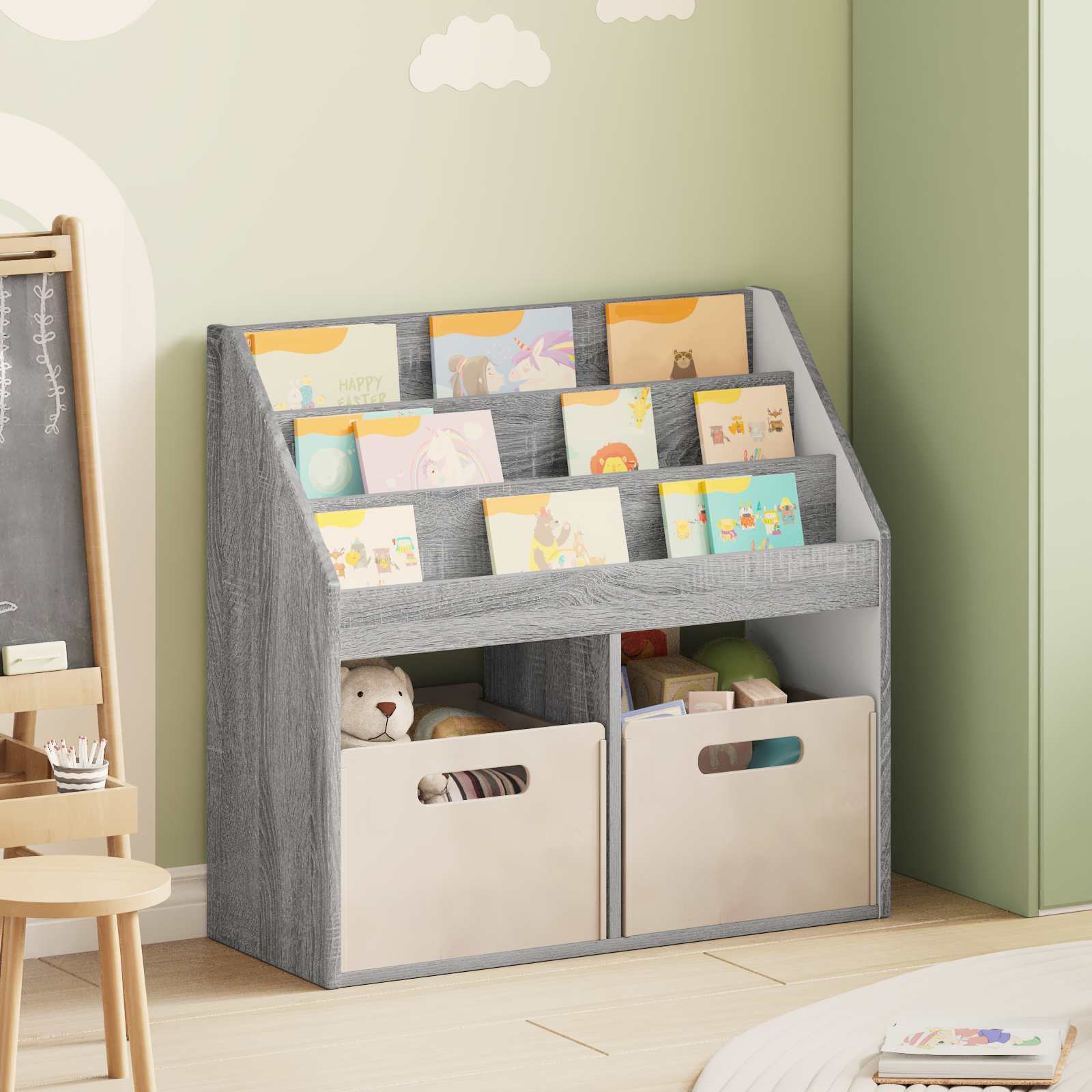 Kinderen Boekenkast met opslag Grijs Sonoma 72,5 x 29,5 x 69 cm is nu te koop bij PeponiXL, paradijselijk wonen!