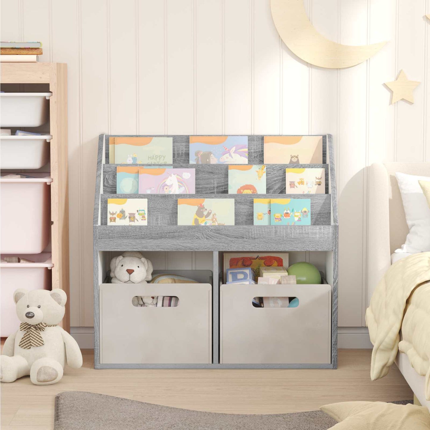 Kinderen Boekenkast met opslag Grijs Sonoma 72,5 x 29,5 x 69 cm is nu te koop bij PeponiXL, paradijselijk wonen!