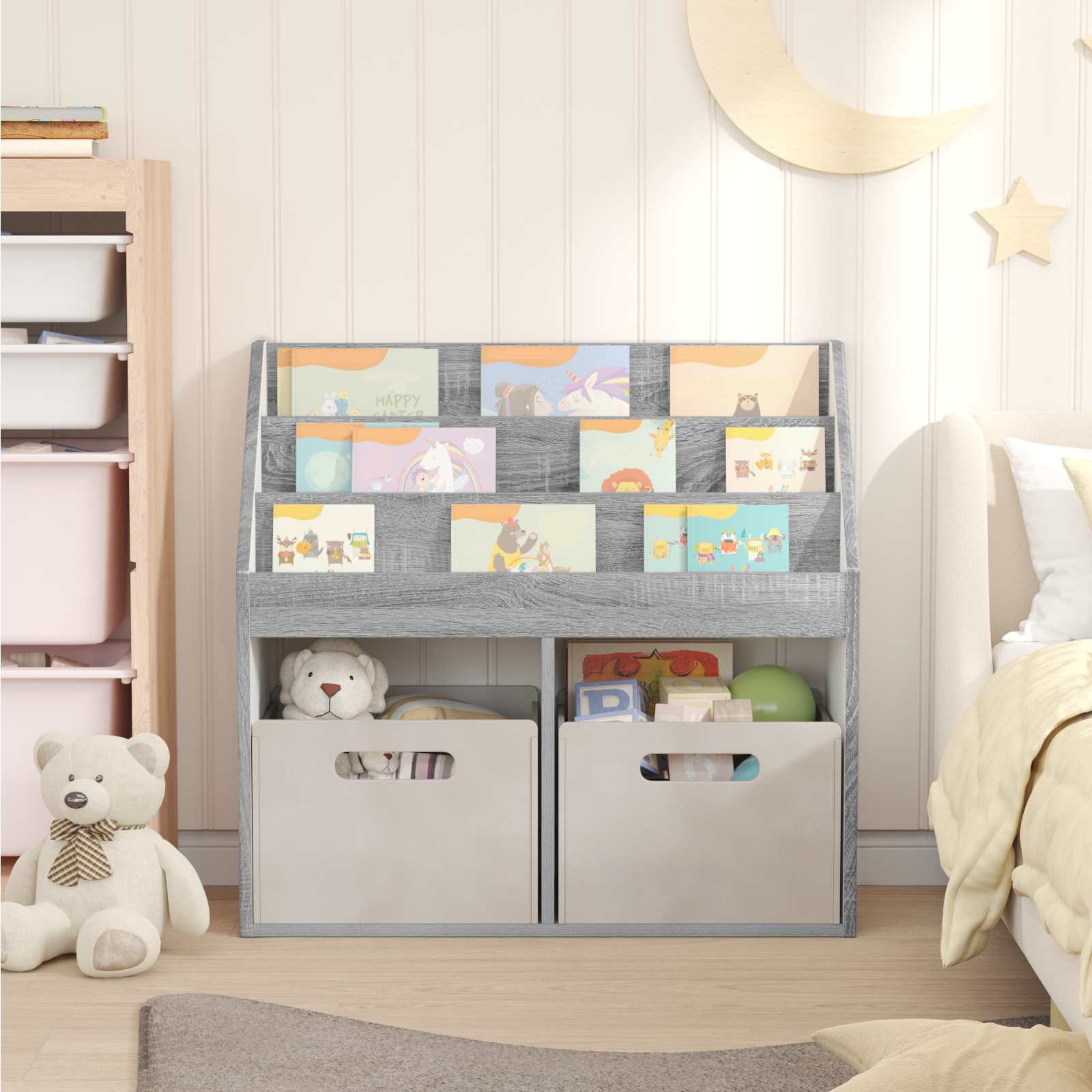 Kinderen Boekenkast met opslag Grijs Sonoma 72,5 x 29,5 x 69 cm is nu te koop bij PeponiXL, paradijselijk wonen!