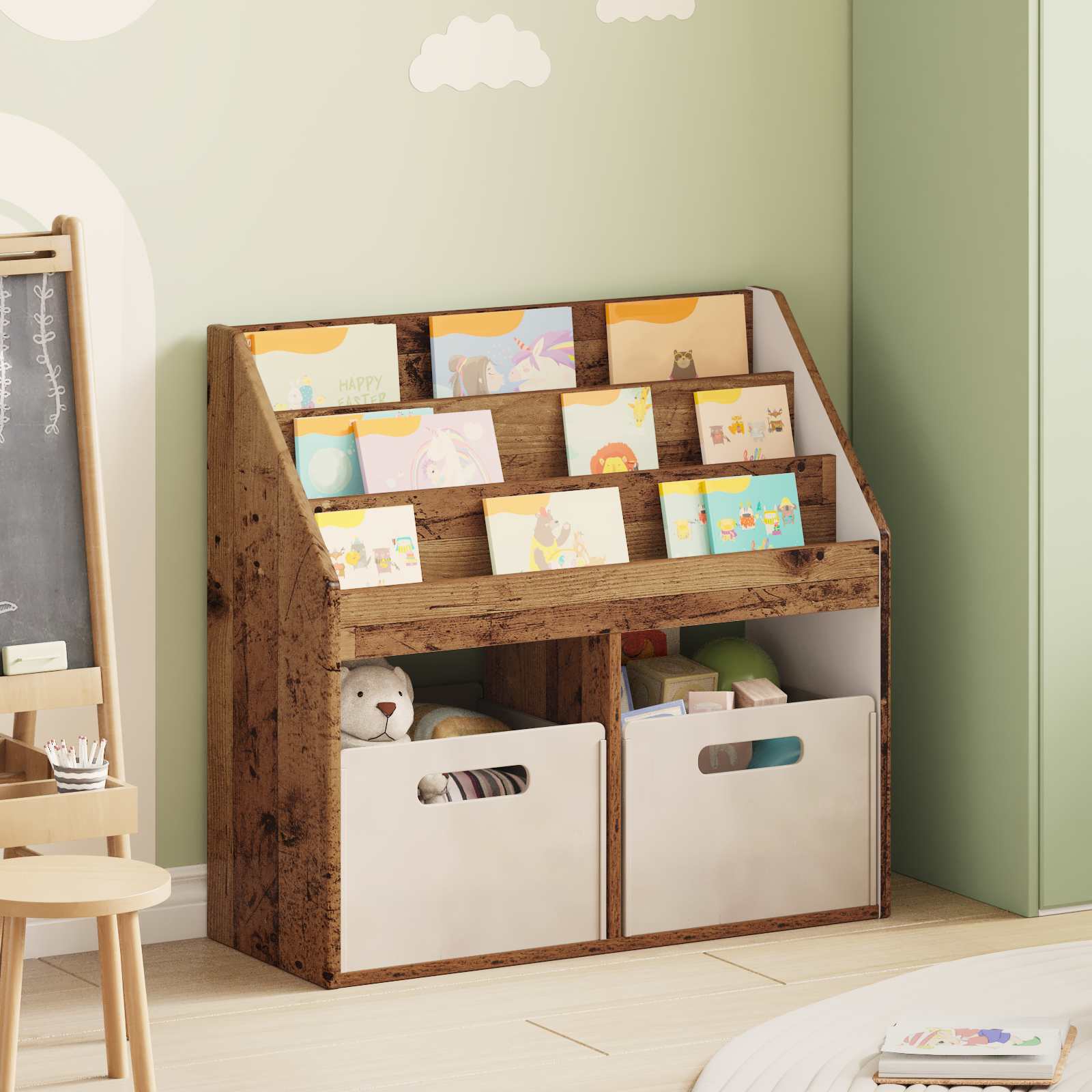 Kinderen Boekenkast Oudhout 72,5 x 29,5 x 69 cm Bewerkt hout is nu te koop bij PeponiXL, paradijselijk wonen!