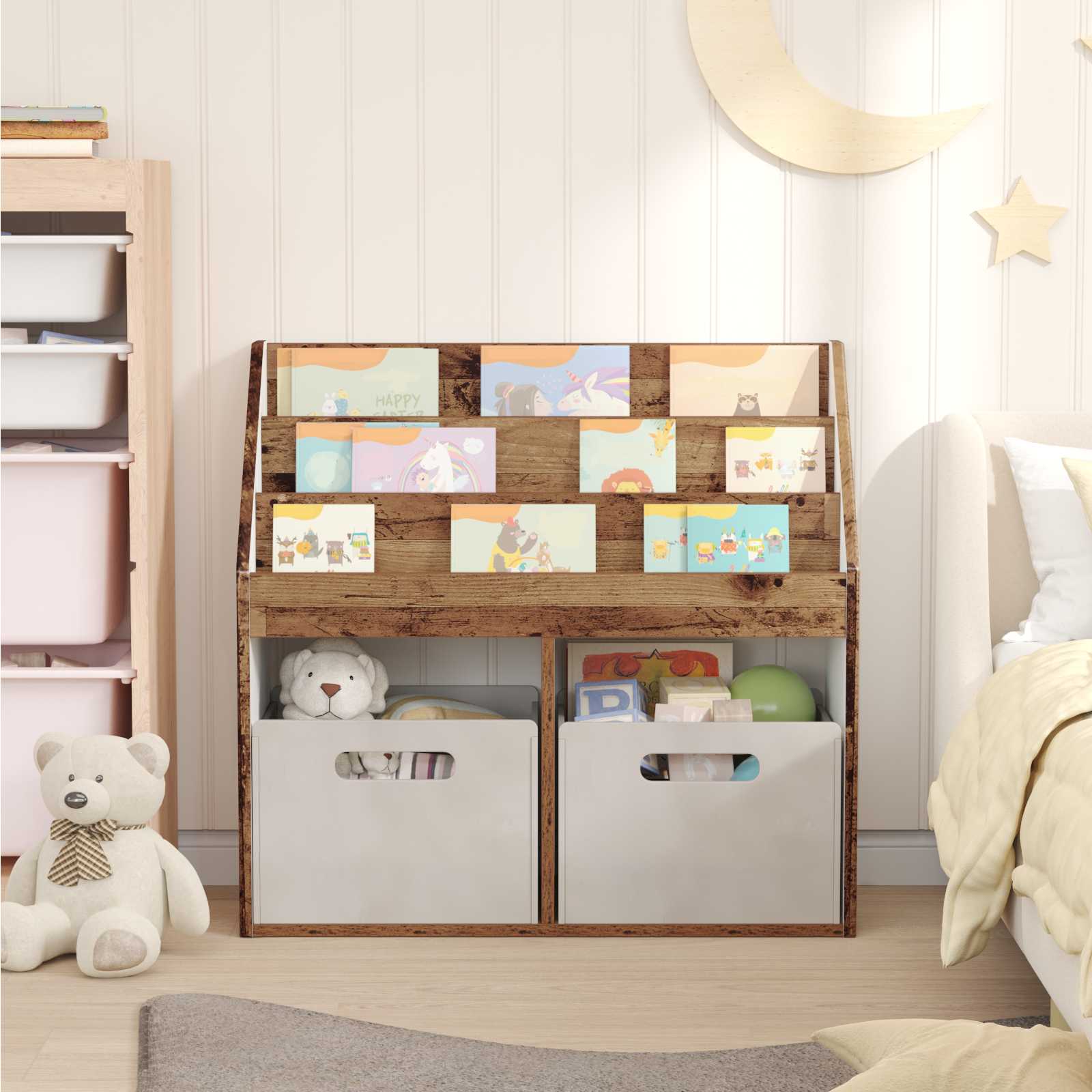 Kinderen Boekenkast Oudhout 72,5 x 29,5 x 69 cm Bewerkt hout is nu te koop bij PeponiXL, paradijselijk wonen!