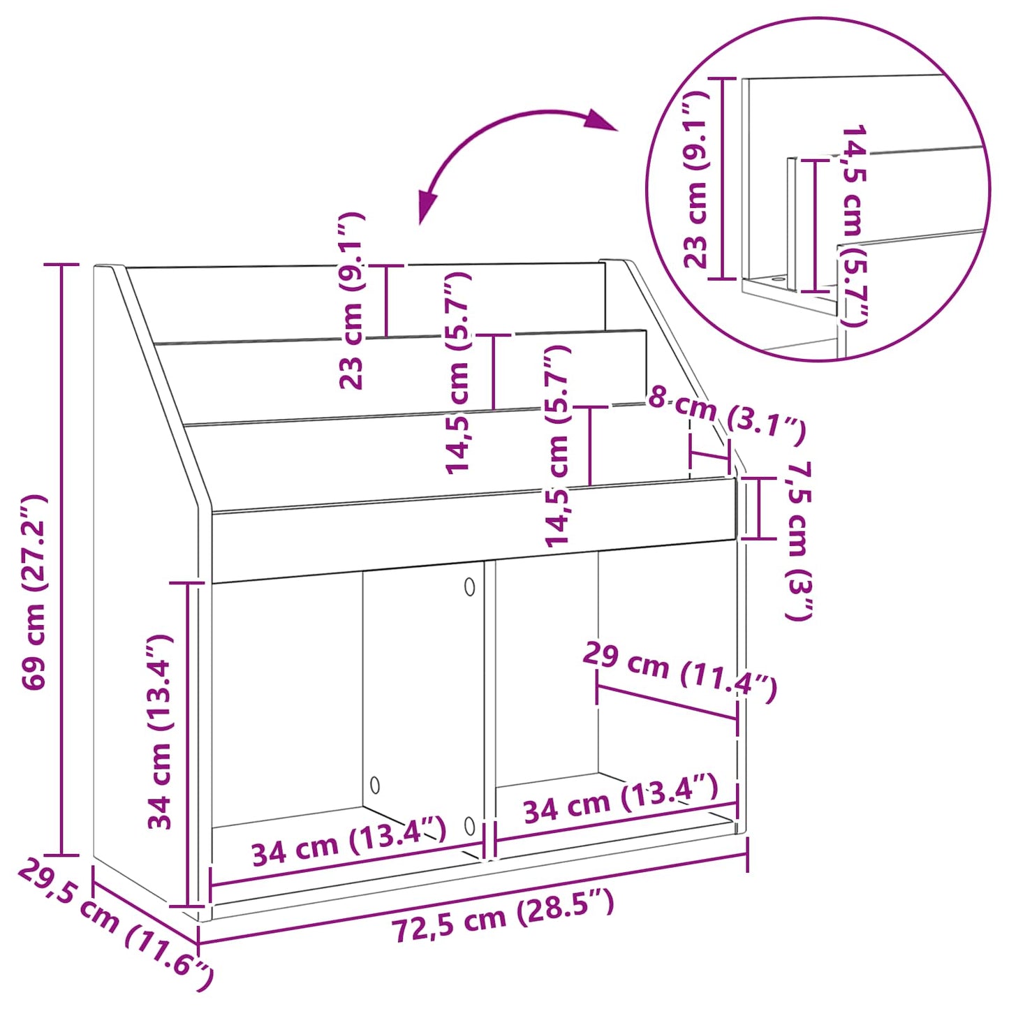 Kinderen Boekenkast Oudhout 72,5 x 29,5 x 69 cm Bewerkt hout is nu te koop bij PeponiXL, paradijselijk wonen!