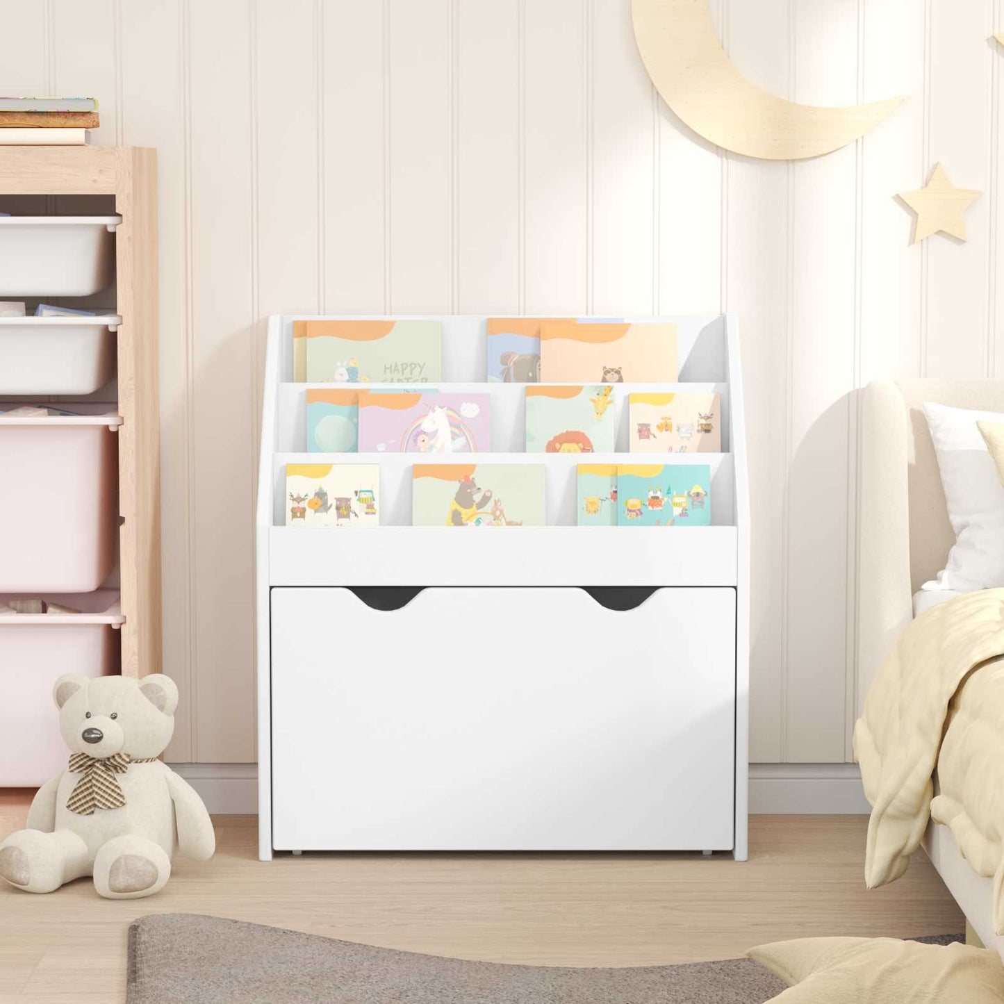 Kinderen Boekenkast met lade Wit 60 x 29,5 x 69 cm Bewerkt hout is nu te koop bij PeponiXL, paradijselijk wonen!