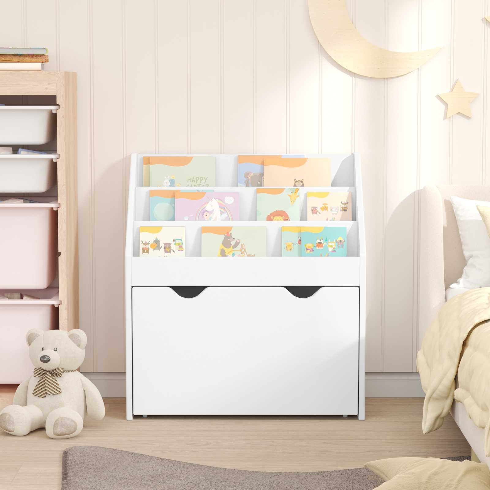 Kinderen Boekenkast met lade Wit 60 x 29,5 x 69 cm Bewerkt hout is nu te koop bij PeponiXL, paradijselijk wonen!