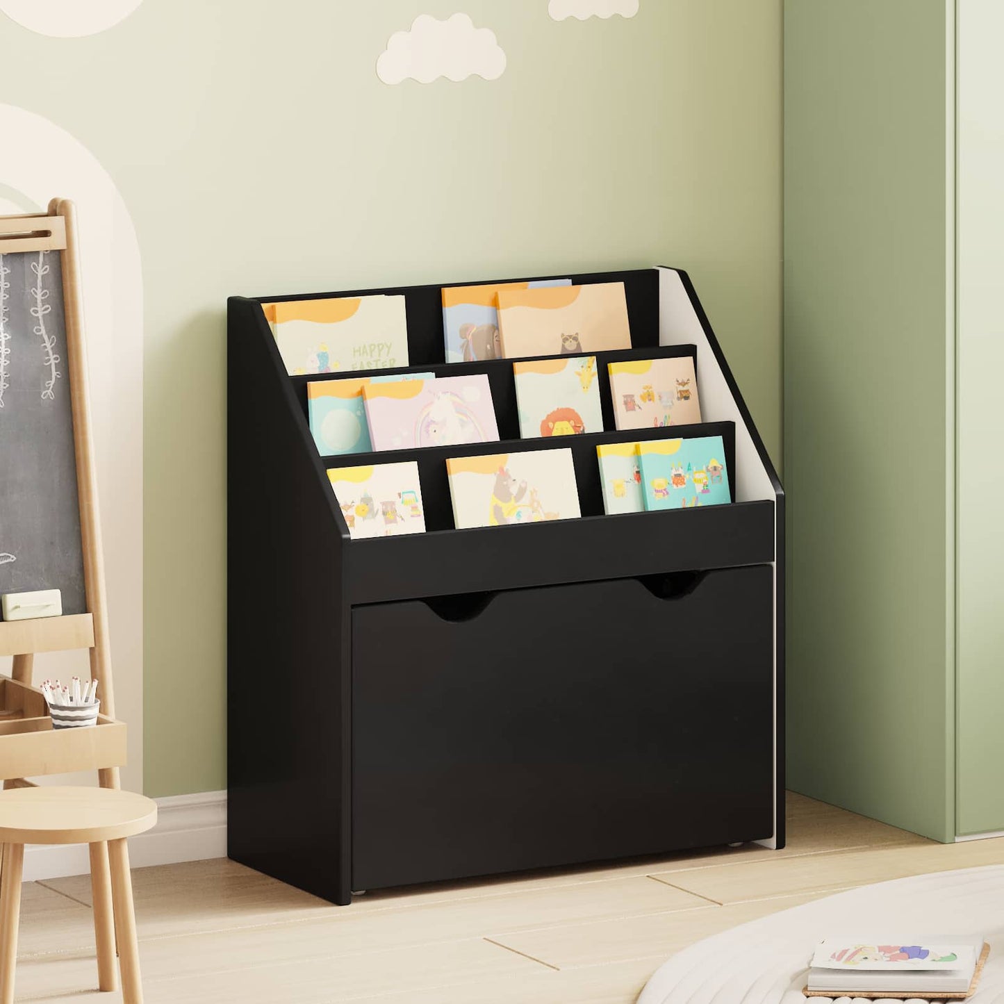 Kinderen Boekenkast Zwart 60 x 29,5 x 69 cm Bewerkt hout