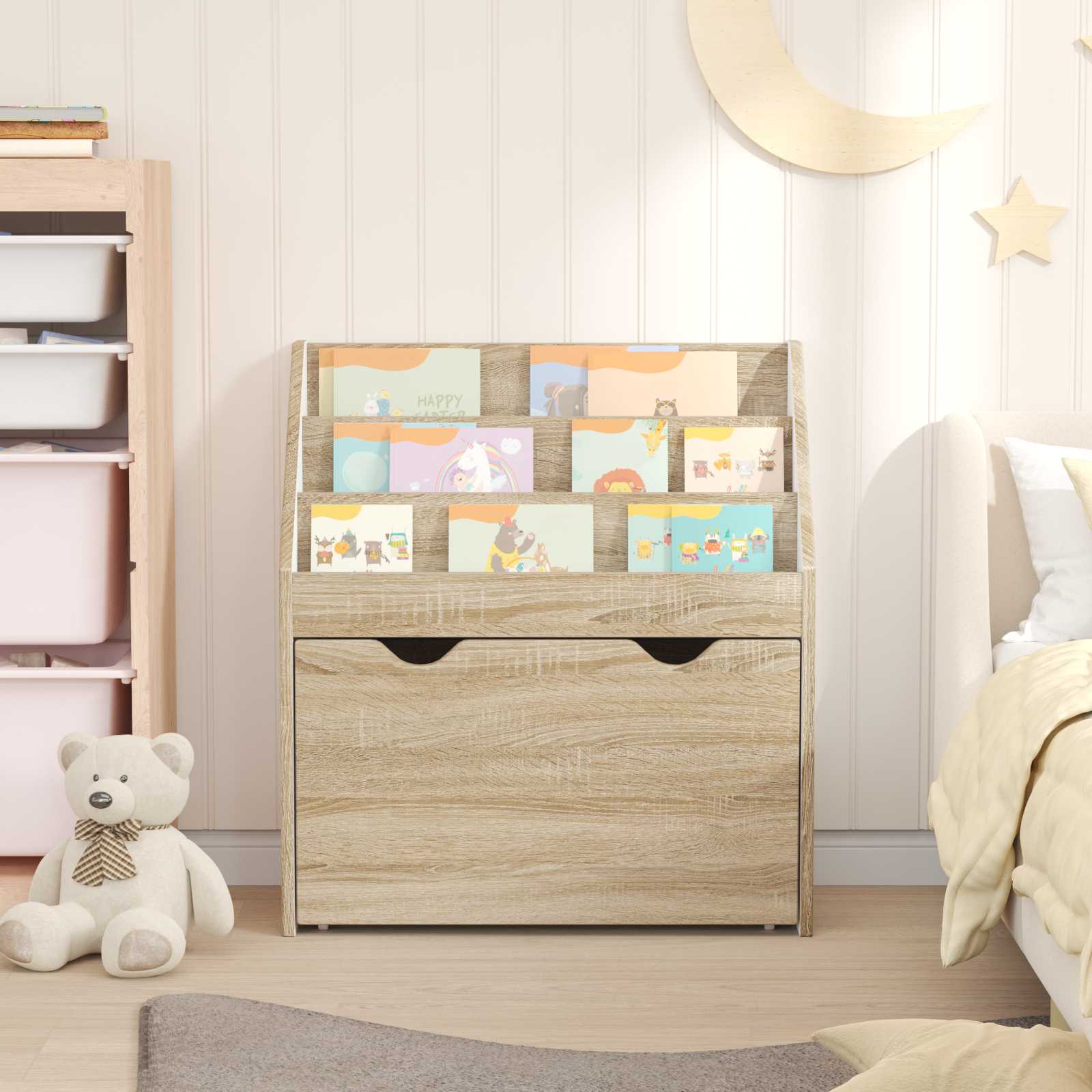 Kinderen Boekenkast Sonoma Eiken 60 x 29,5 x 69 cm Bewerkt hout is nu te koop bij PeponiXL, paradijselijk wonen!