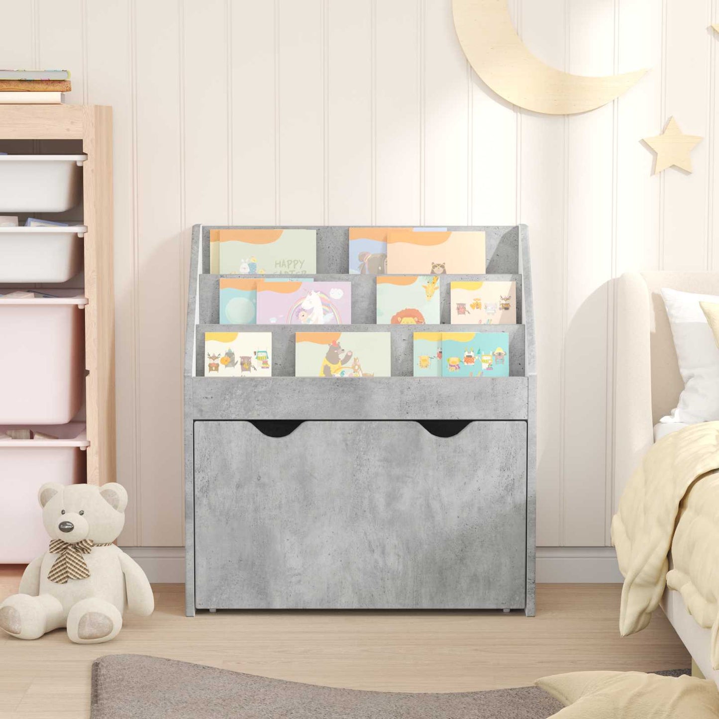 Kinderen Boekenkast Beton Grijs 60 x 29,5 x 69 cm Bewerkt hout is nu te koop bij PeponiXL, paradijselijk wonen!