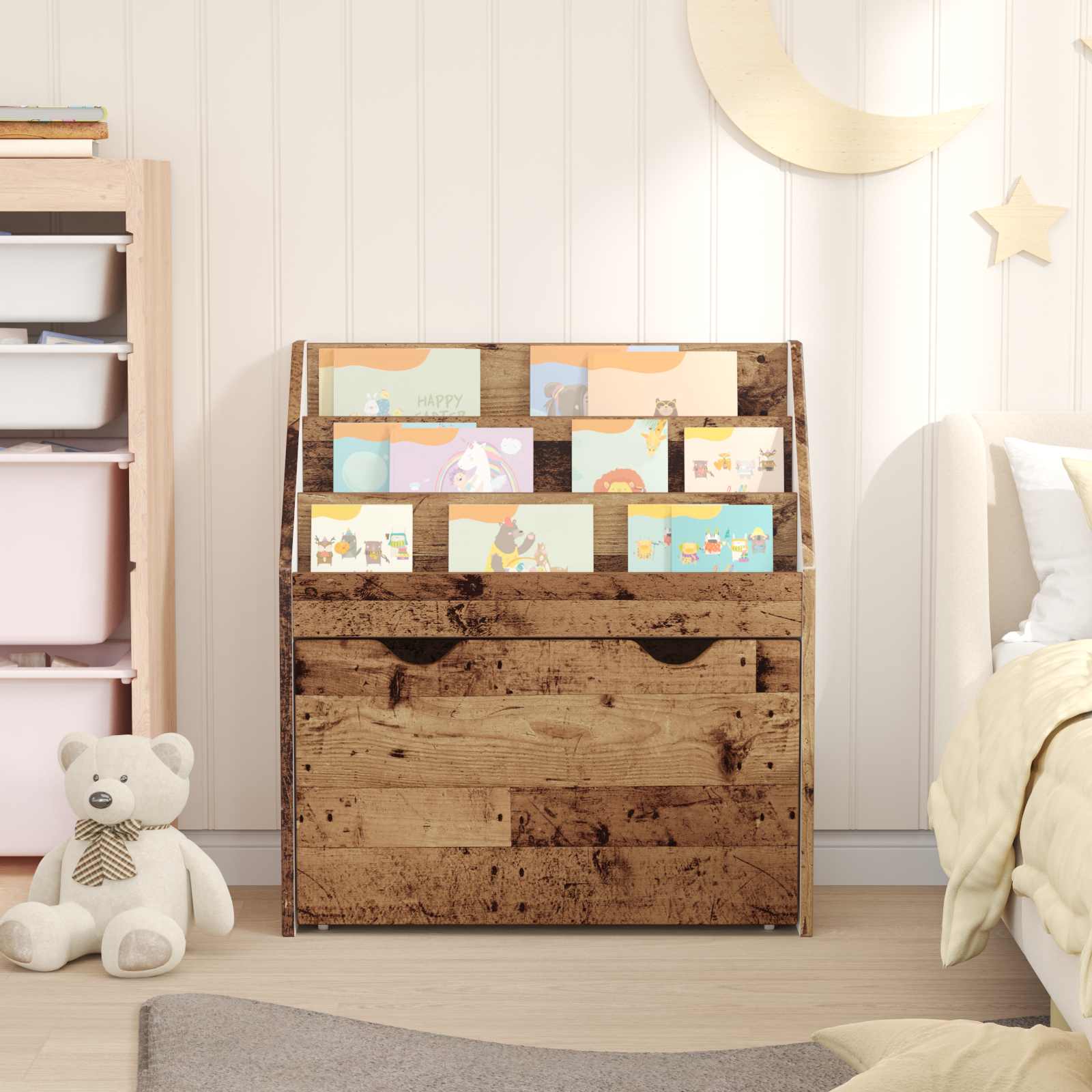 Kinderen Boekenkast Oudhout 60 x 29,5 x 69 cm Bewerkt hout is nu te koop bij PeponiXL, paradijselijk wonen!