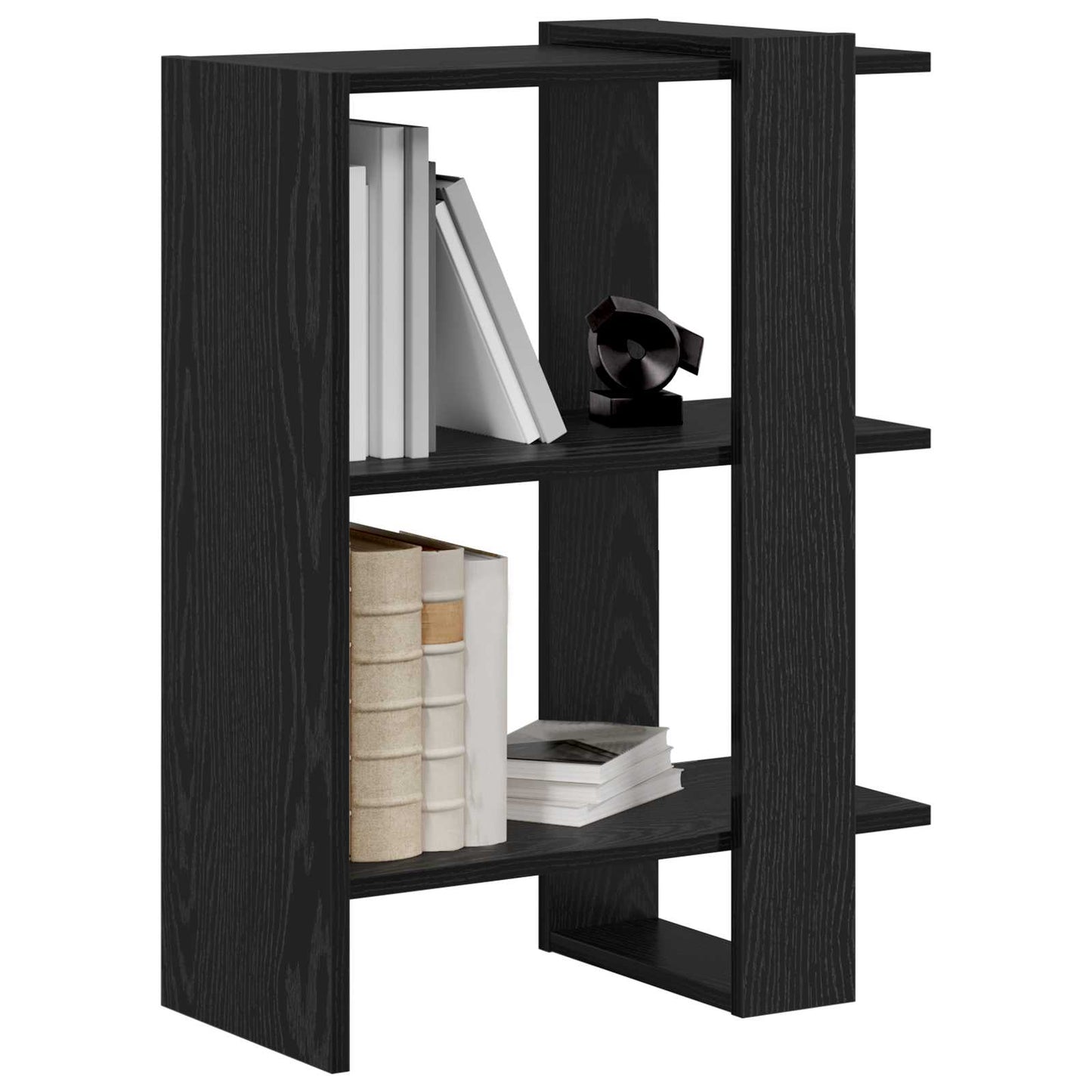 Boekenkast Zwart Eiken 52 x 25 x 71,5 cm Bewerkt hout is nu te koop bij PeponiXL, paradijselijk wonen!