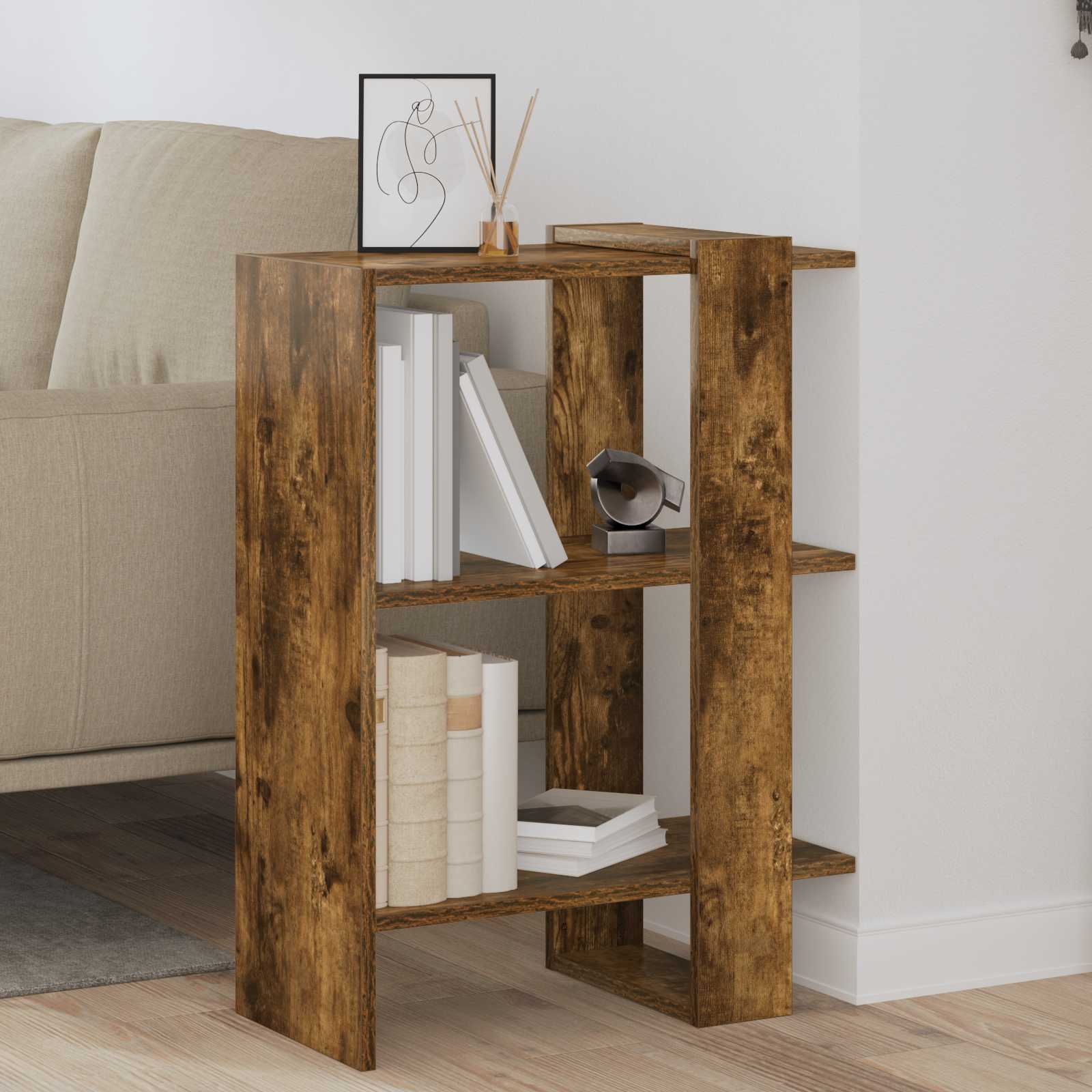 Boekenkast Gerookt eiken 52 x 25 x 71,5 cm Bewerkt hout is nu te koop bij PeponiXL, paradijselijk wonen!