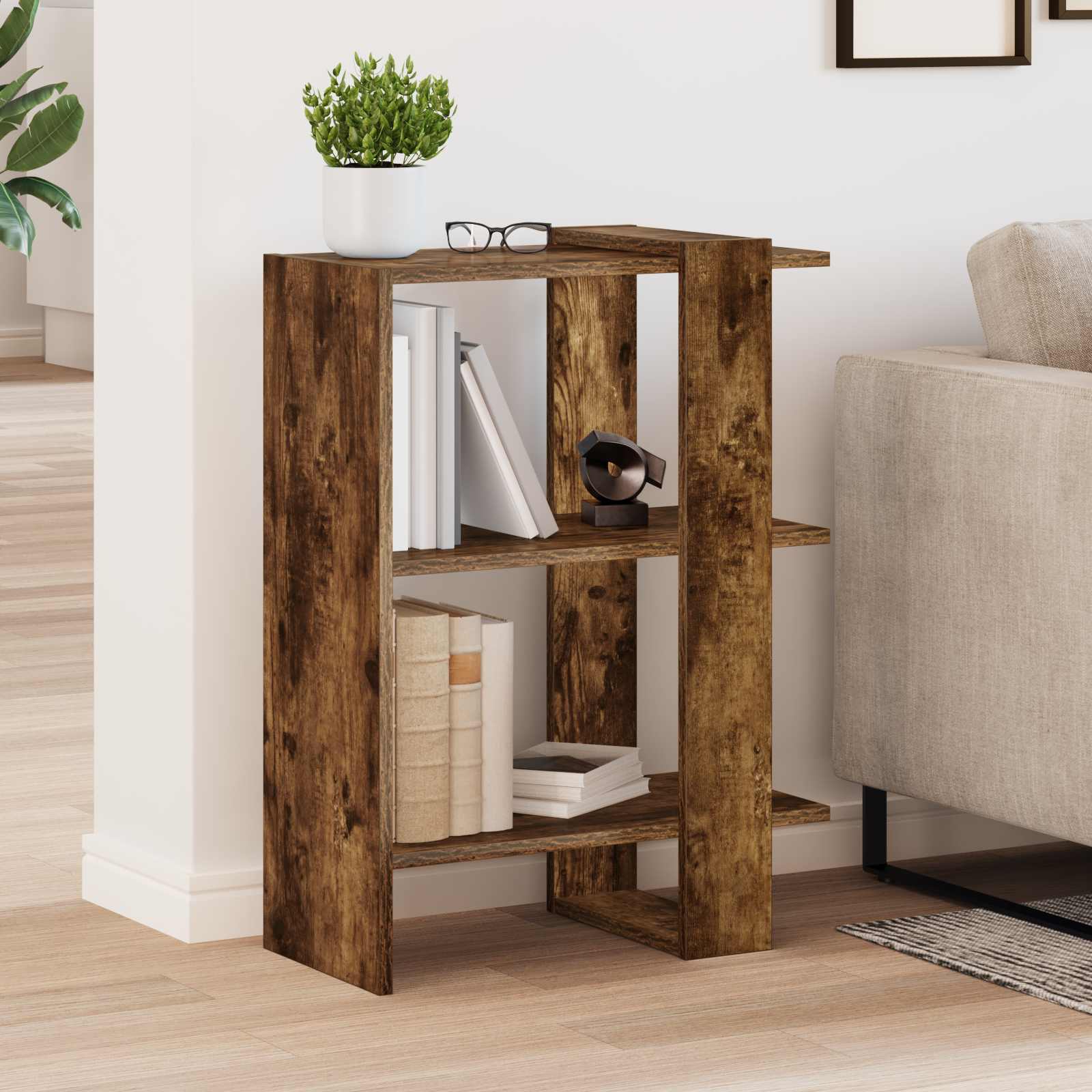 Boekenkast Gerookt eiken 52 x 25 x 71,5 cm Bewerkt hout is nu te koop bij PeponiXL, paradijselijk wonen!