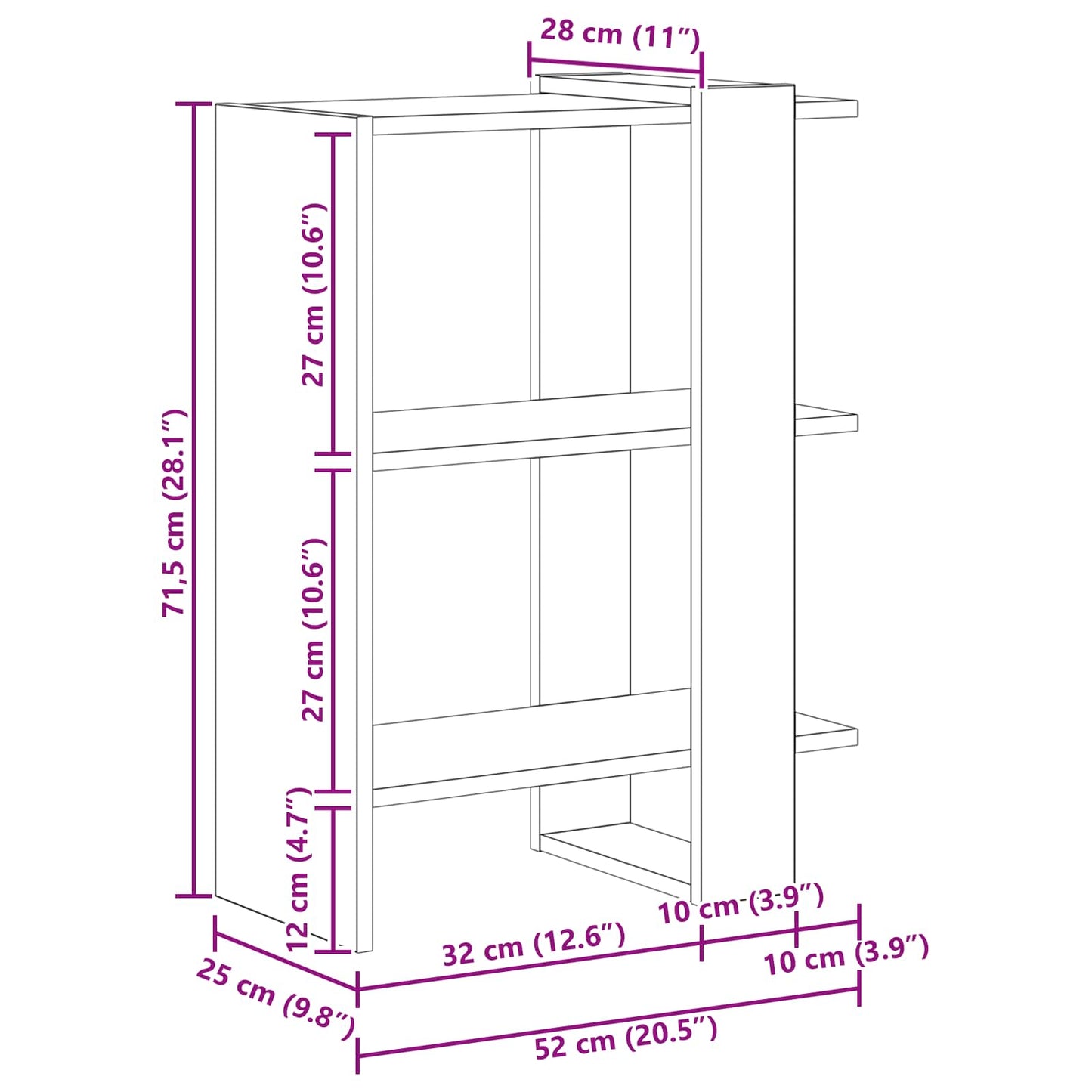 Boekenkast Grijs Sonoma 52 x 25 x 71,5 cm Bewerkt hout is nu te koop bij PeponiXL, paradijselijk wonen!