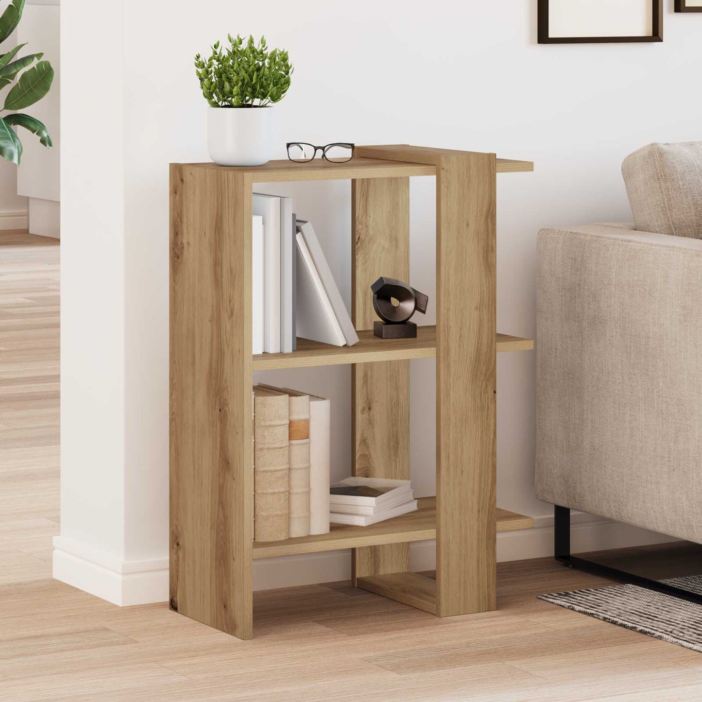 Boekenkast Artisan Eiken 52 x 25 x 71,5 cm Bewerkt hout is nu te koop bij PeponiXL, paradijselijk wonen!