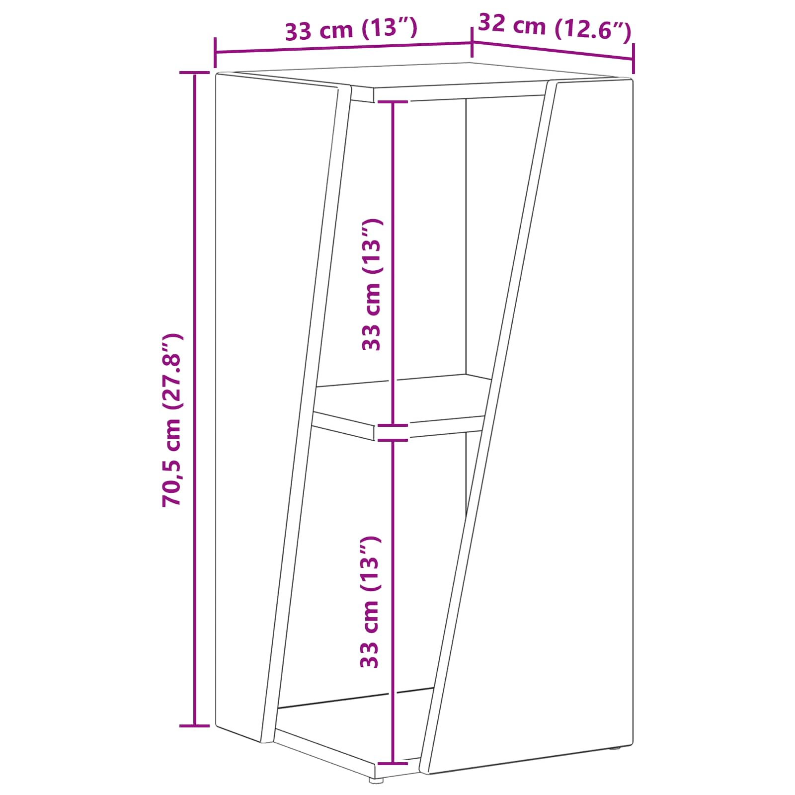 Zijplank Artisan Eiken 33 x 32 x 70,5 cm Bewerkt hout is nu te koop bij PeponiXL, paradijselijk wonen!