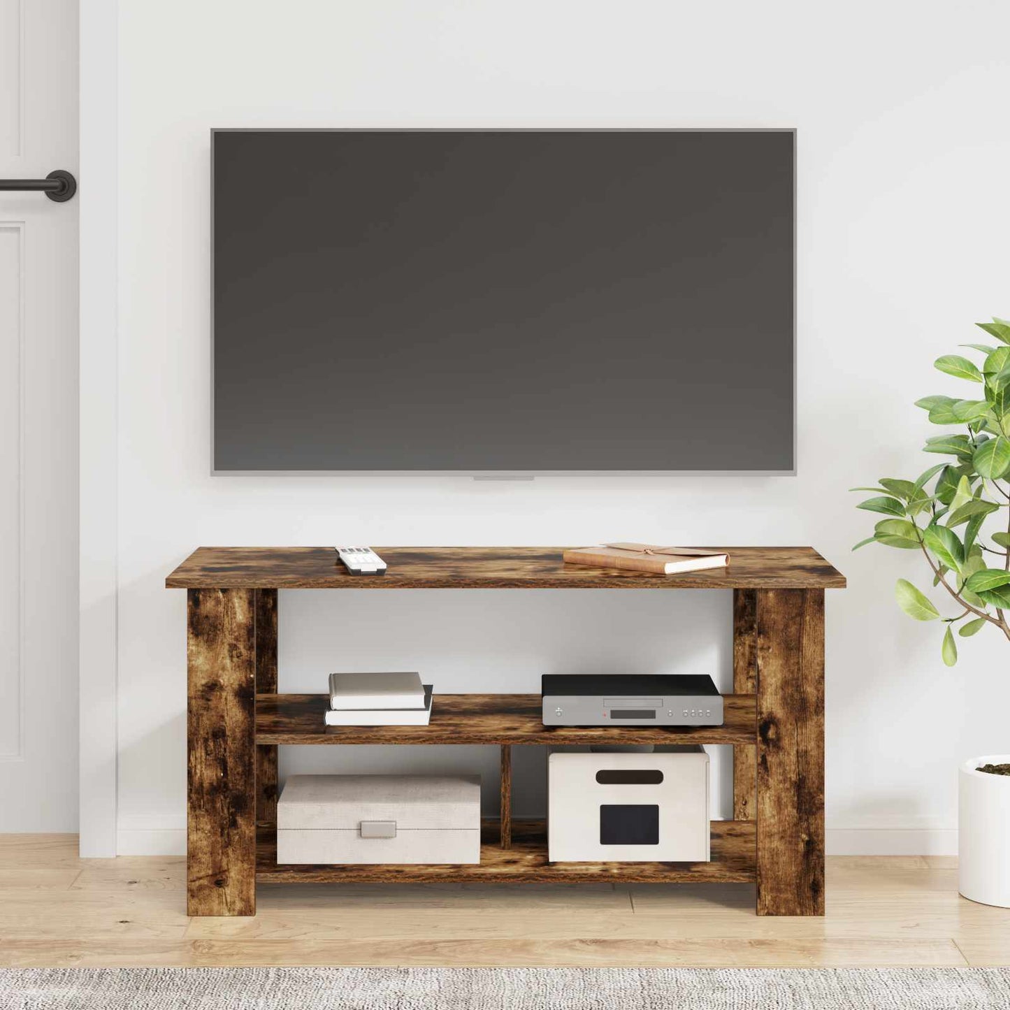TV-standaard Gerookt eiken 100 x 40 x 50 cm is nu te koop bij PeponiXL, paradijselijk wonen!