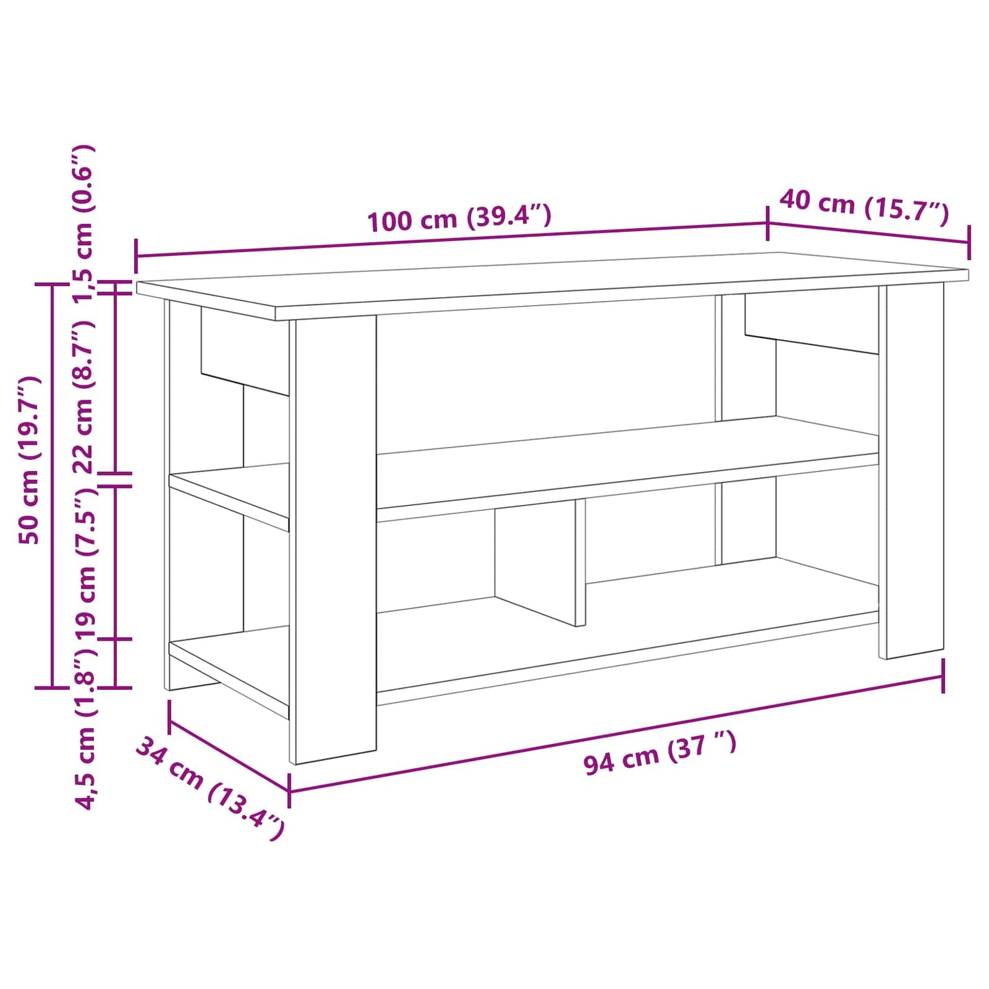 TV-standaard Artisan Eiken 100 x 40 x 50 cm is nu te koop bij PeponiXL, paradijselijk wonen!