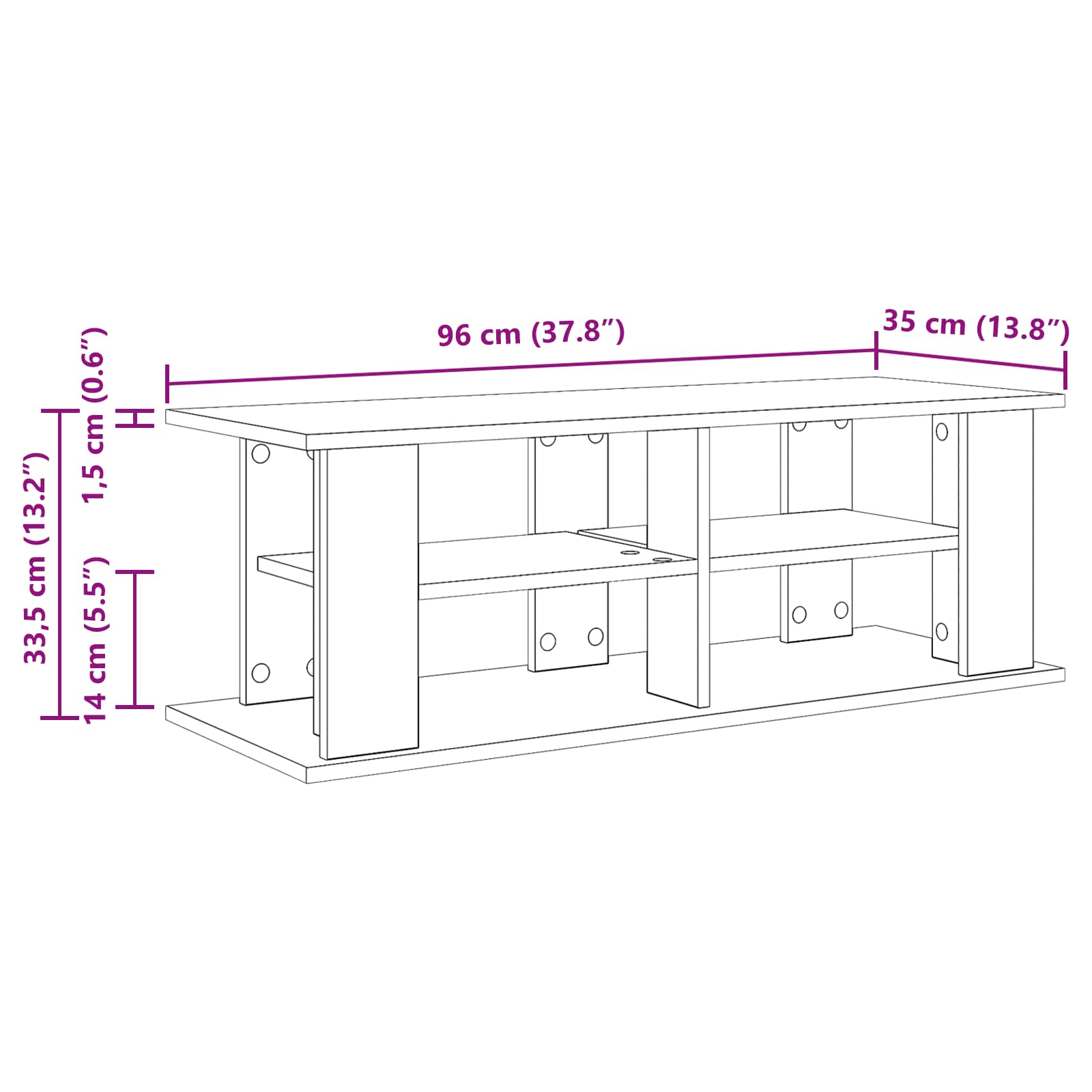 TV-standaard Zwart Eiken 96 x 35 x 33,5 cm is nu te koop bij PeponiXL, paradijselijk wonen!