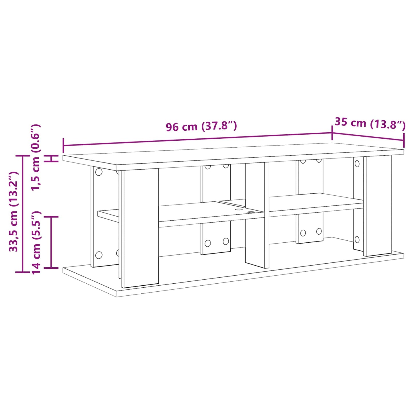 TV-standaard Oudhout 96 x 35 x 33,5 cm is nu te koop bij PeponiXL, paradijselijk wonen!