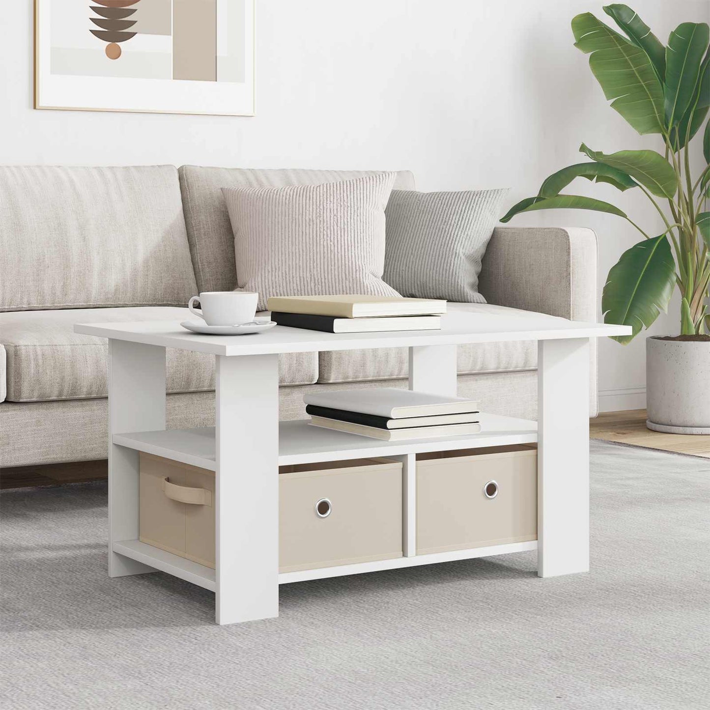 Salontafel met lade Wit 77 x 55 x 42 cm Bewerkt hout is nu te koop bij PeponiXL, paradijselijk wonen!