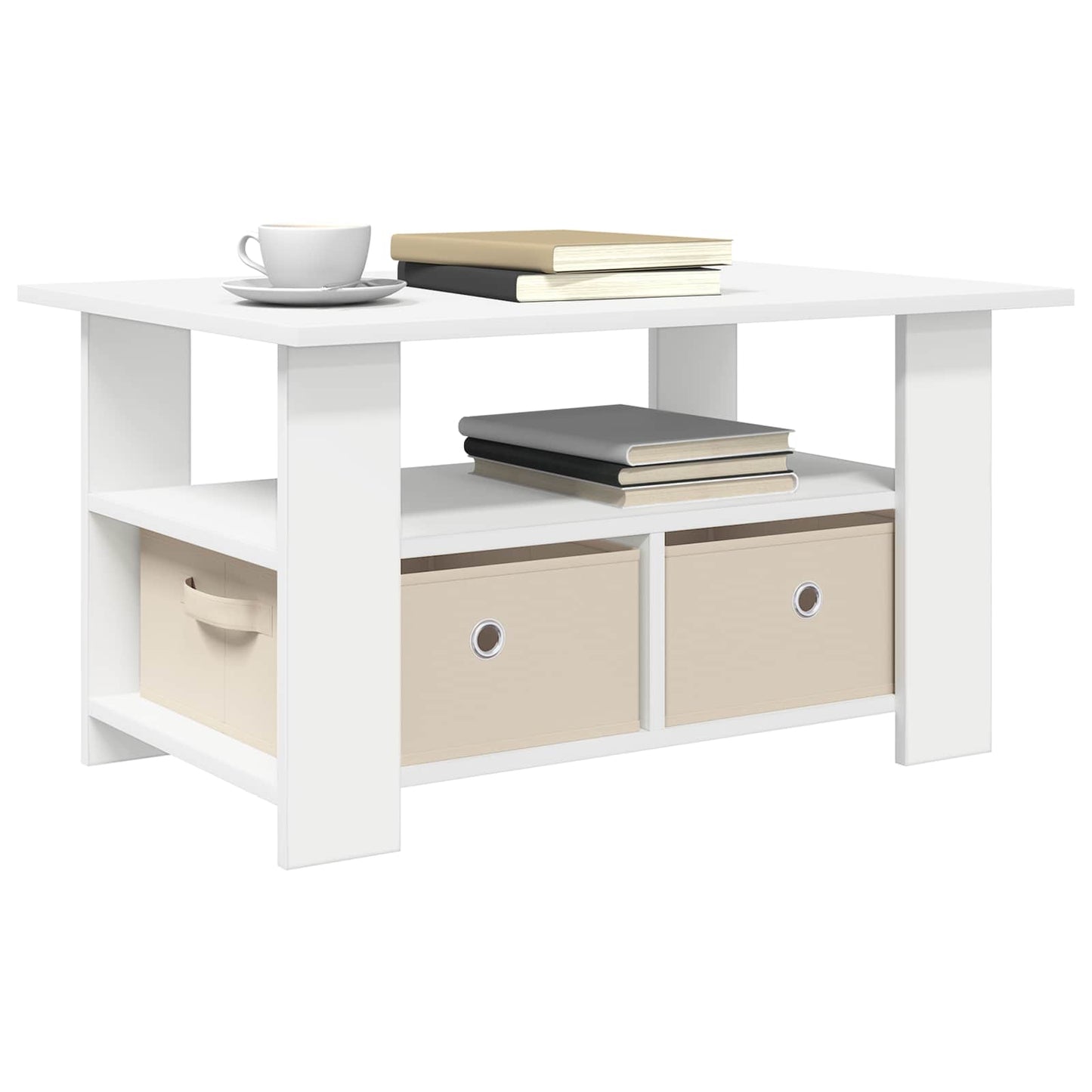 Salontafel met lade Wit 77 x 55 x 42 cm Bewerkt hout is nu te koop bij PeponiXL, paradijselijk wonen!