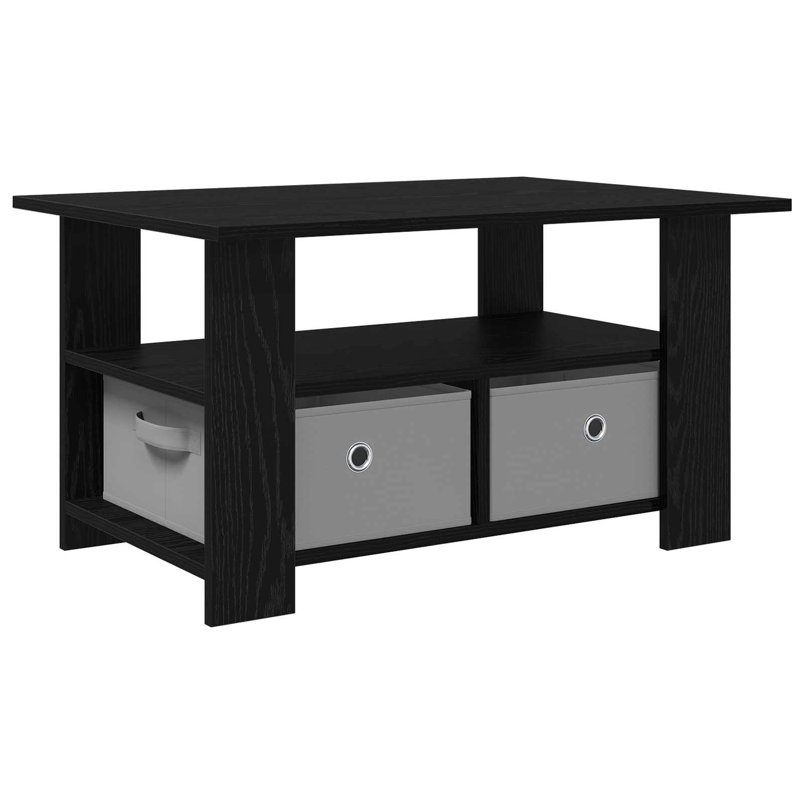 Salontafel met lade Zwart Eiken 77 x 55 x 42 cm Bewerkt hout is nu te koop bij PeponiXL, paradijselijk wonen!