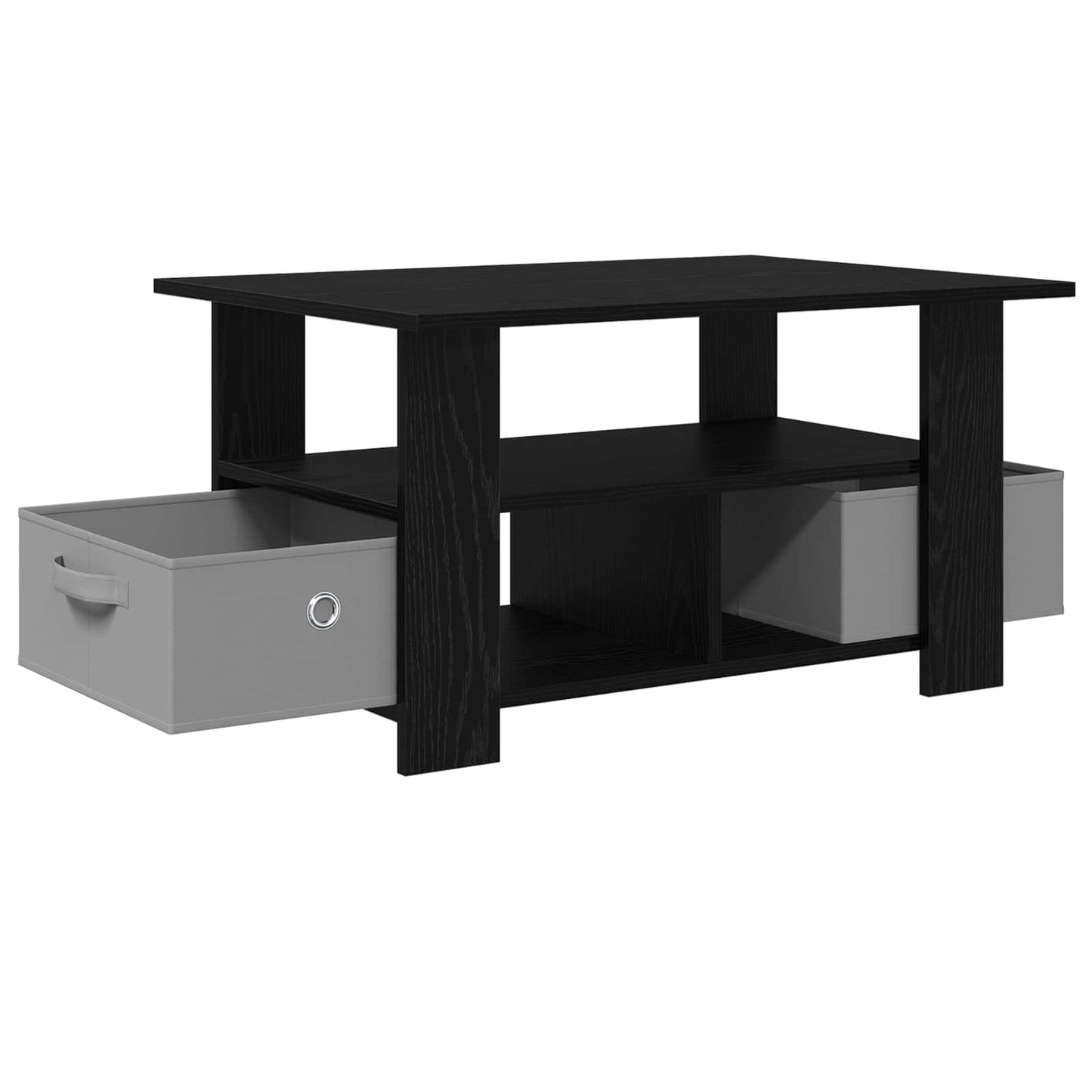 Salontafel met lade Zwart Eiken 77 x 55 x 42 cm Bewerkt hout is nu te koop bij PeponiXL, paradijselijk wonen!