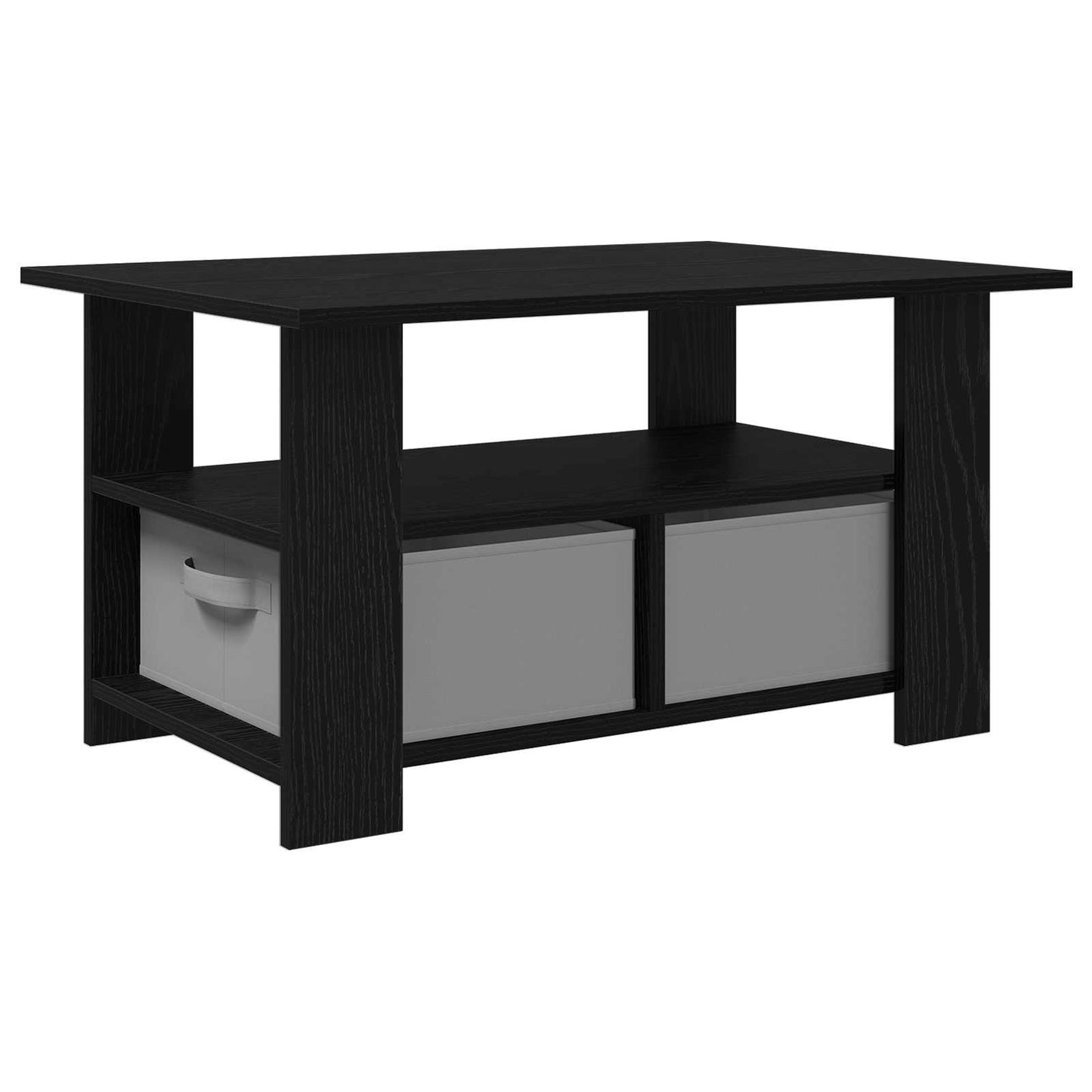 Salontafel met lade Zwart Eiken 77 x 55 x 42 cm Bewerkt hout is nu te koop bij PeponiXL, paradijselijk wonen!