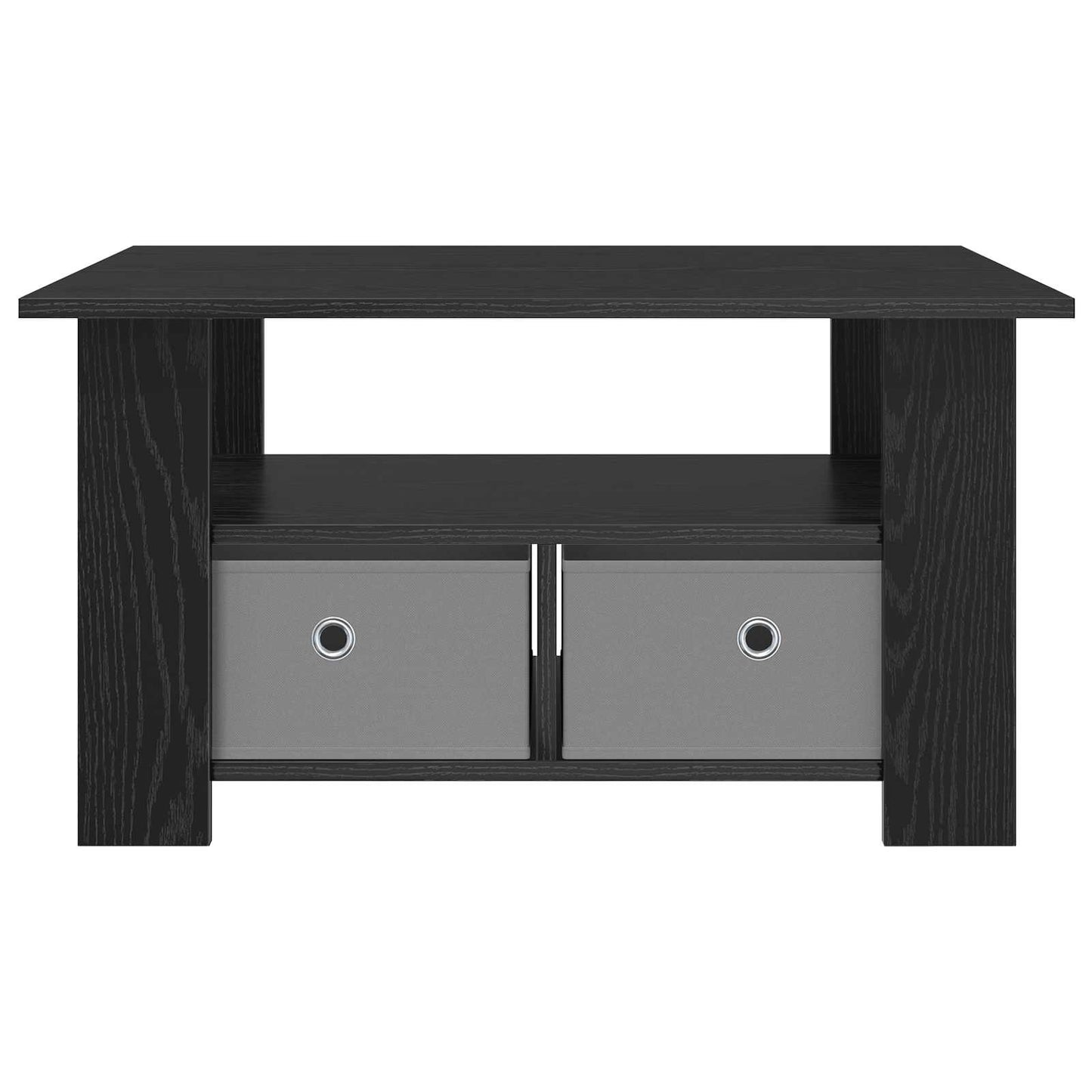 Salontafel met lade Zwart Eiken 77 x 55 x 42 cm Bewerkt hout is nu te koop bij PeponiXL, paradijselijk wonen!