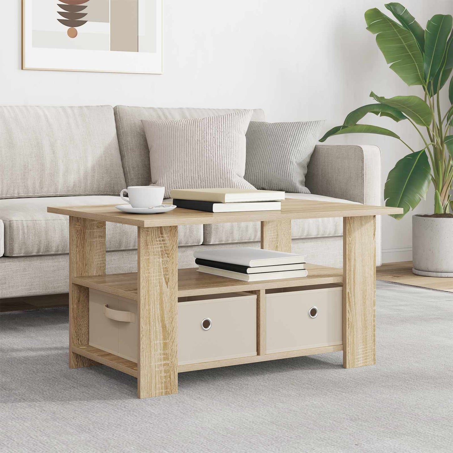 Salontafel met lade Sonoma Eiken 77 x 55 x 42 cm Bewerkt hout is nu te koop bij PeponiXL, paradijselijk wonen!