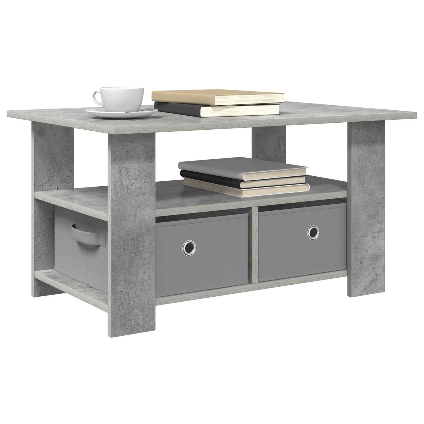 Salontafel met lade Beton Grijs 77 x 55 x 42 cm Bewerkt hout is nu te koop bij PeponiXL, paradijselijk wonen!