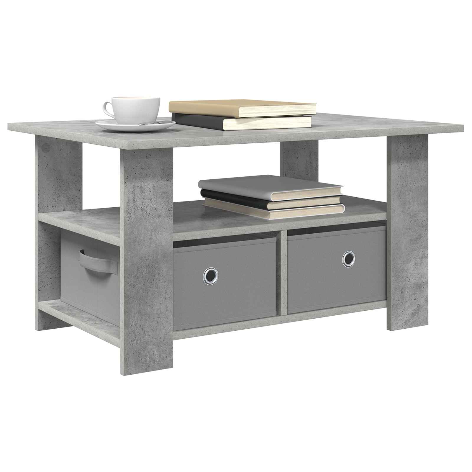 Salontafel met lade Beton Grijs 77 x 55 x 42 cm Bewerkt hout is nu te koop bij PeponiXL, paradijselijk wonen!