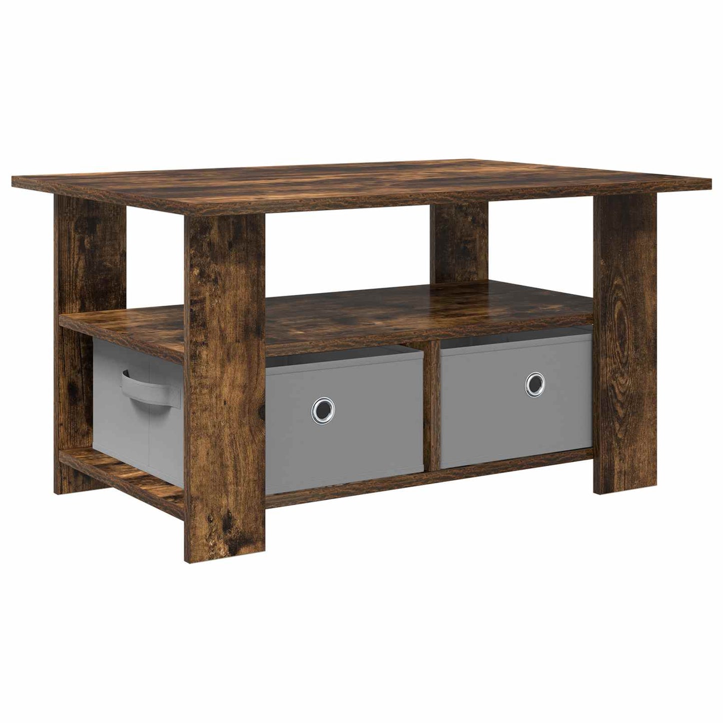Salontafel met lade Gerookt eiken 77 x 55 x 42 cm Bewerkt hout is nu te koop bij PeponiXL, paradijselijk wonen!