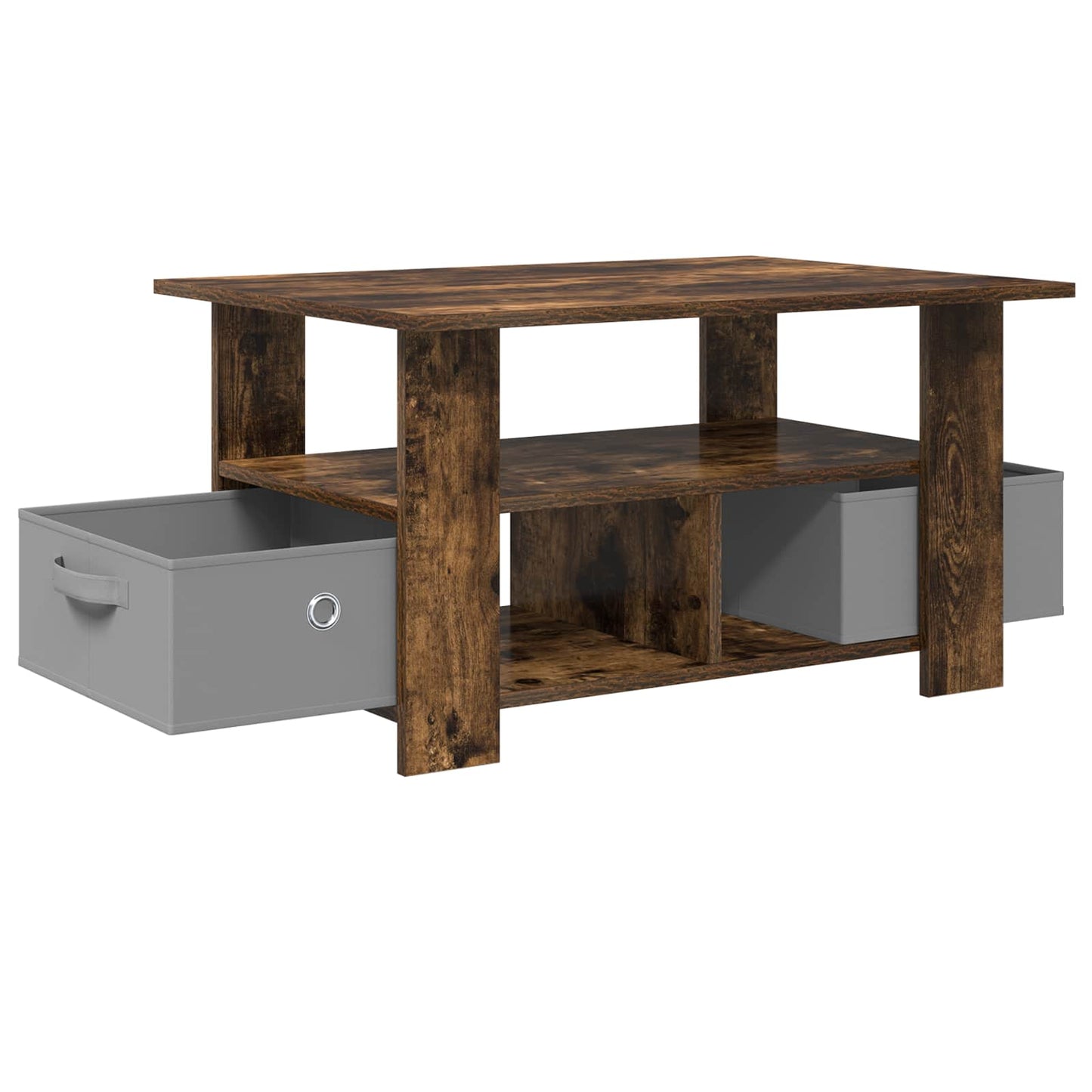 Salontafel met lade Gerookt eiken 77 x 55 x 42 cm Bewerkt hout is nu te koop bij PeponiXL, paradijselijk wonen!