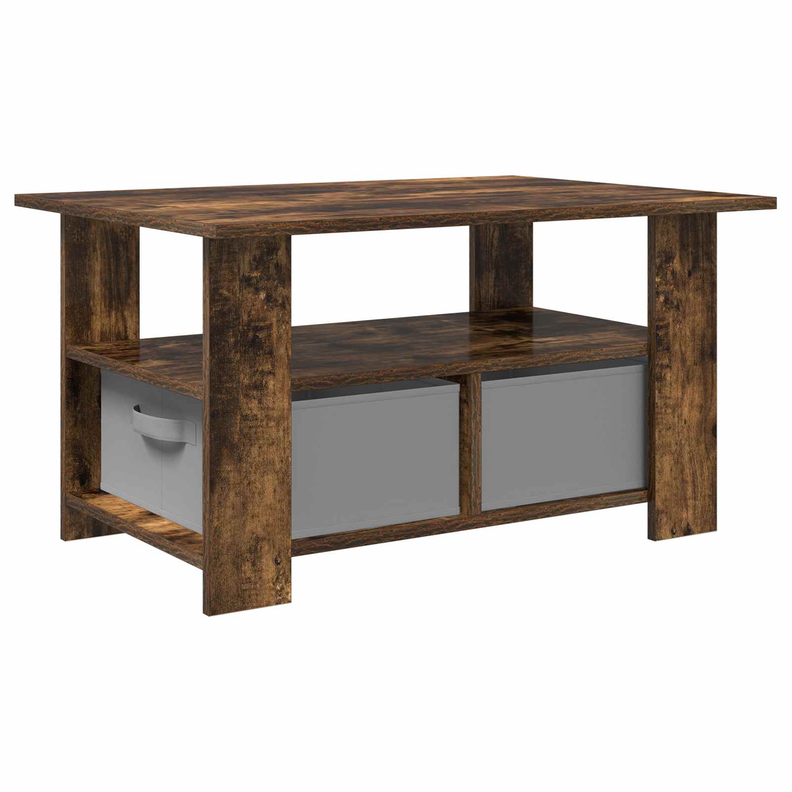 Salontafel met lade Gerookt eiken 77 x 55 x 42 cm Bewerkt hout is nu te koop bij PeponiXL, paradijselijk wonen!