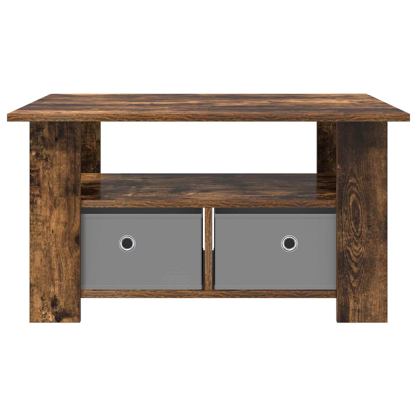 Salontafel met lade Gerookt eiken 77 x 55 x 42 cm Bewerkt hout is nu te koop bij PeponiXL, paradijselijk wonen!