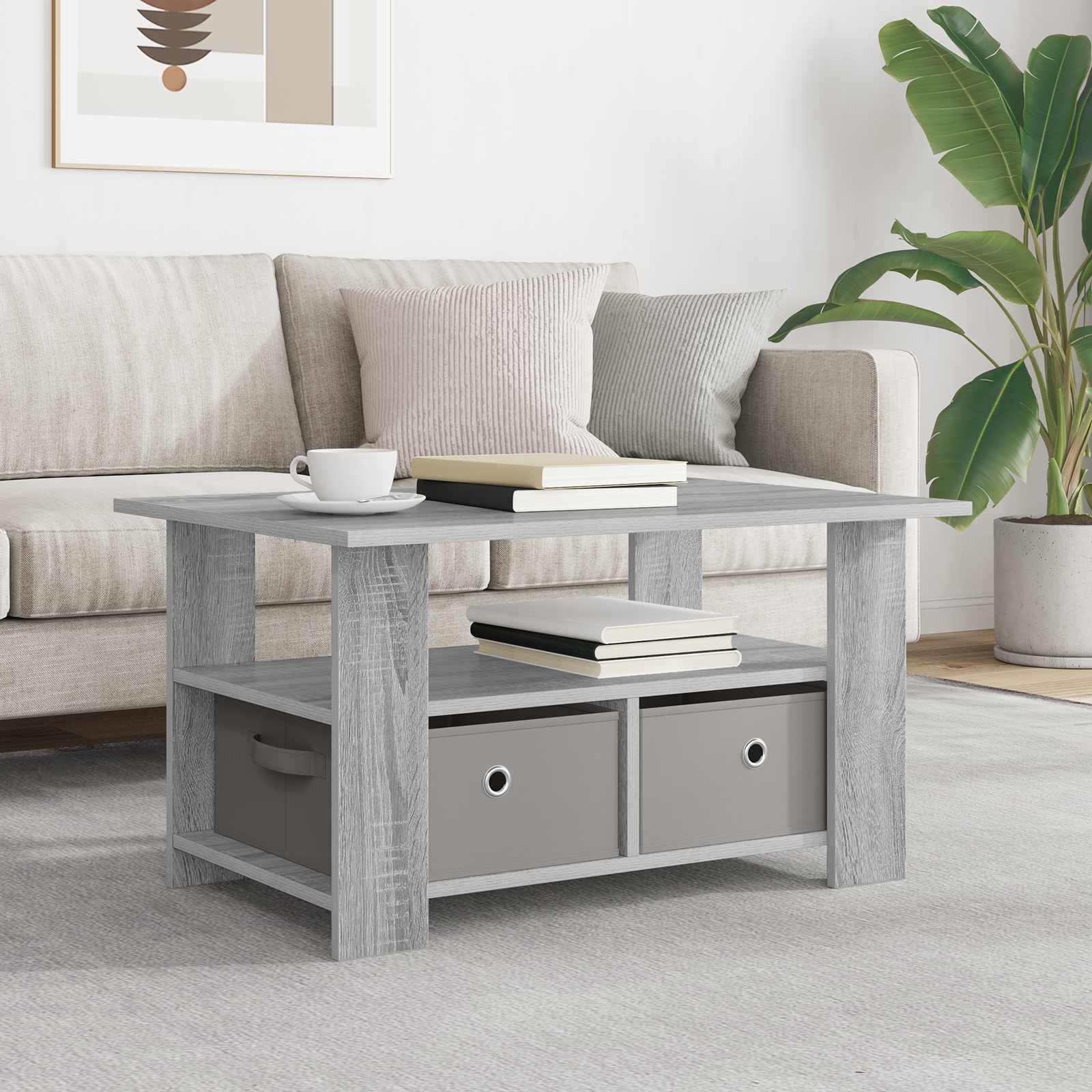 Salontafel met lade Grijs Sonoma 77 x 55 x 42 cm Bewerkt hout is nu te koop bij PeponiXL, paradijselijk wonen!