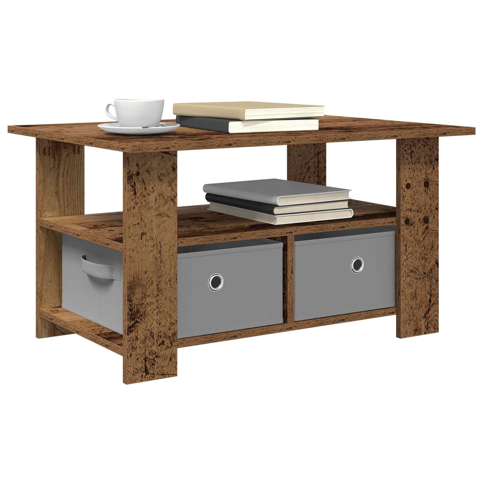 Salontafel met lade Oudhout 77 x 55 x 42 cm Bewerkt hout is nu te koop bij PeponiXL, paradijselijk wonen!