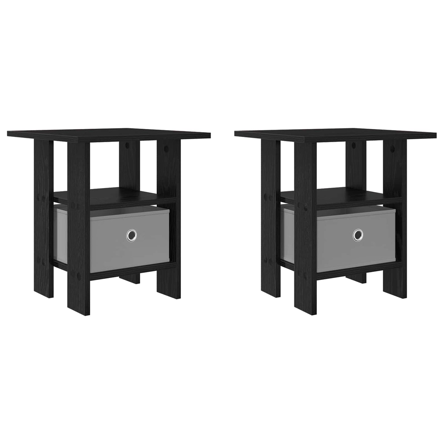 Nachtkastje 2 pcs Zwart Eiken 41 x 40 x 45 cm Bewerkt hout is nu te koop bij PeponiXL, paradijselijk wonen!