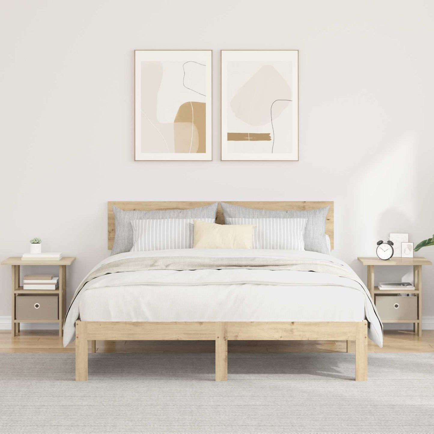 Nachtkastje 2 pcs Sonoma Eiken 41 x 40 x 45 cm Bewerkt hout is nu te koop bij PeponiXL, paradijselijk wonen!