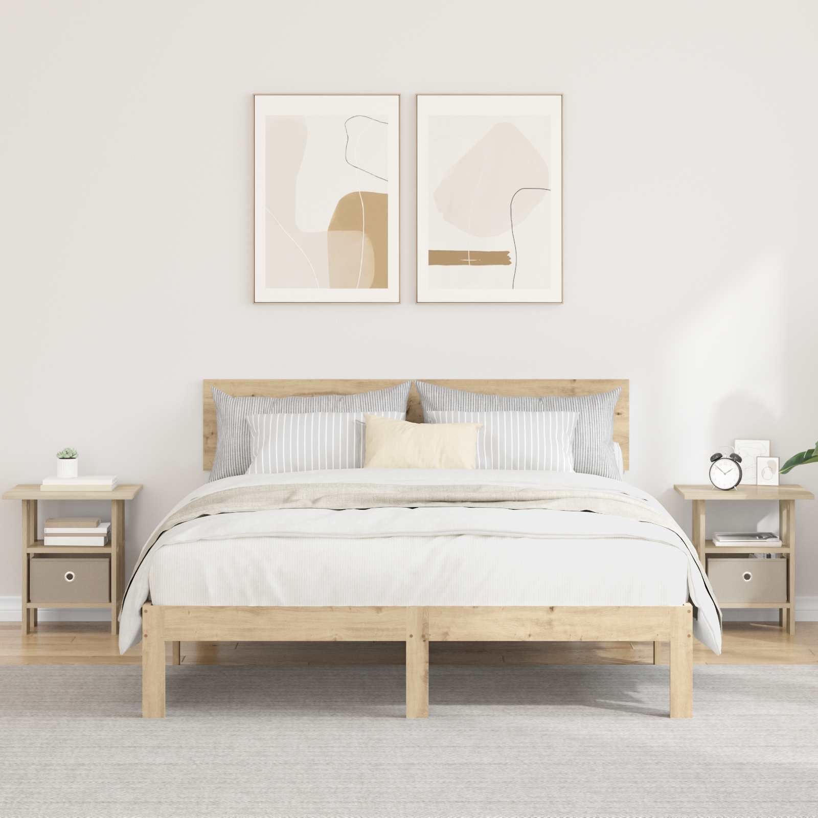 Nachtkastje 2 pcs Sonoma Eiken 41 x 40 x 45 cm Bewerkt hout is nu te koop bij PeponiXL, paradijselijk wonen!