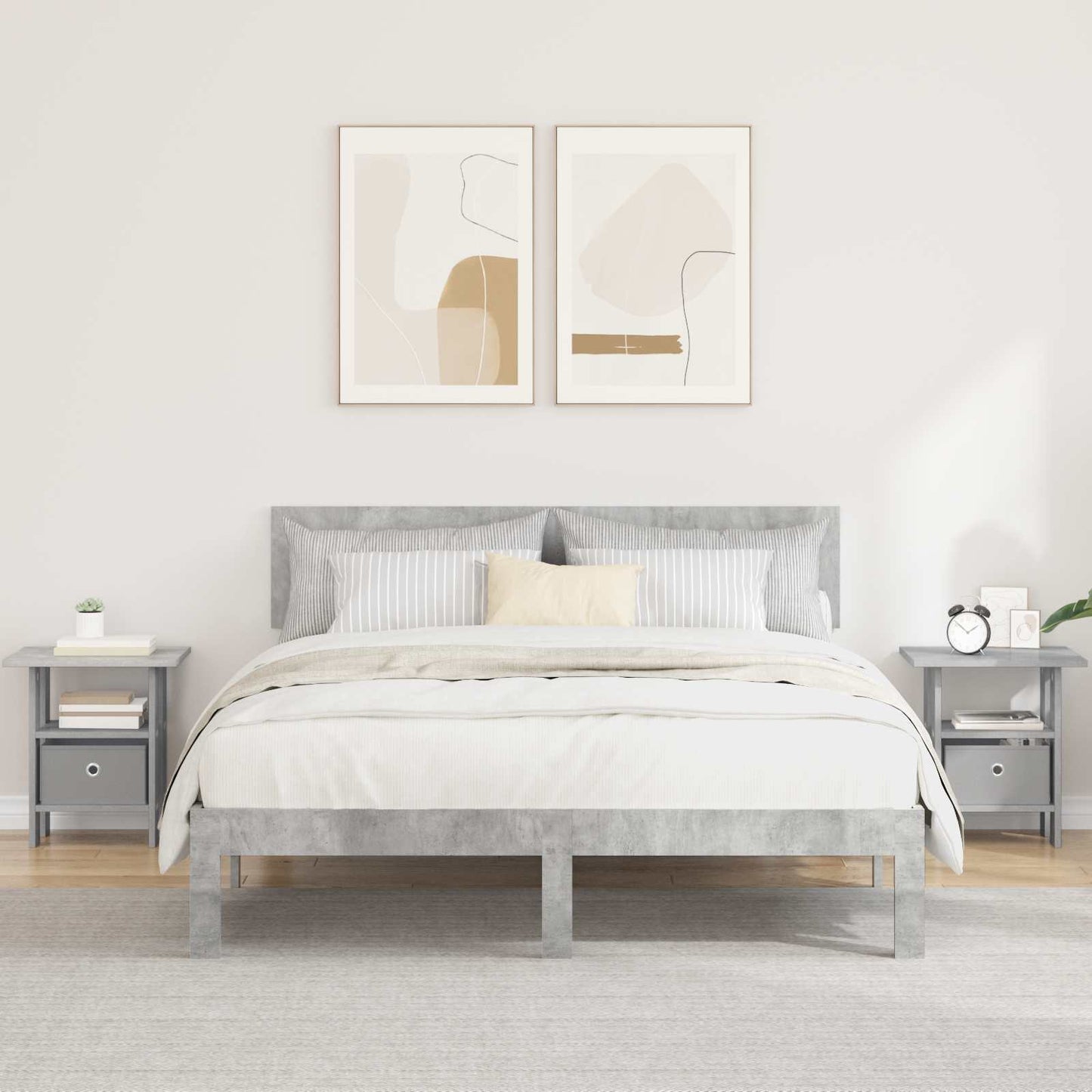 Nachtkastje 2 pcs Beton Grijs 41 x 40 x 45 cm Bewerkt hout is nu te koop bij PeponiXL, paradijselijk wonen!
