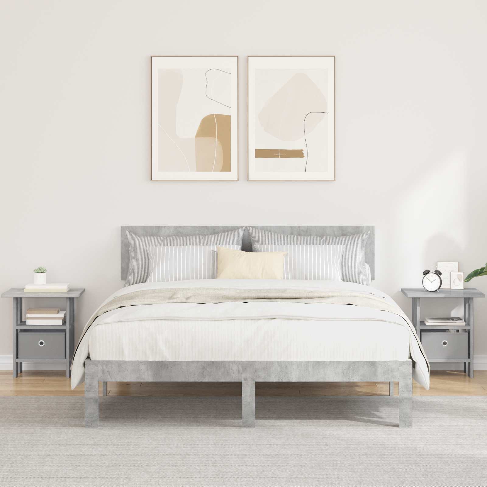 Nachtkastje 2 pcs Beton Grijs 41 x 40 x 45 cm Bewerkt hout is nu te koop bij PeponiXL, paradijselijk wonen!