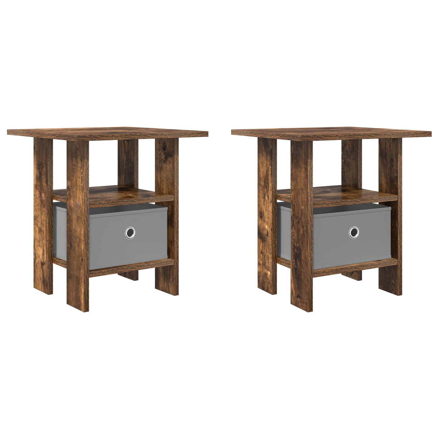 Nachtkastje 2 pcs Gerookt eiken 41 x 40 x 45 cm Bewerkt hout is nu te koop bij PeponiXL, paradijselijk wonen!